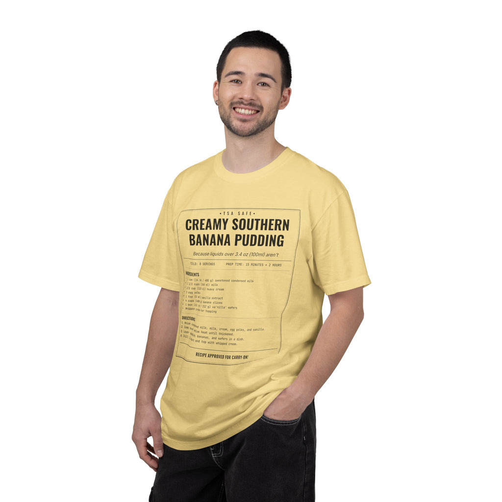 Creamy Southern Banana Pudding | Vintage Recipe Card T-Shirt — Black Ink