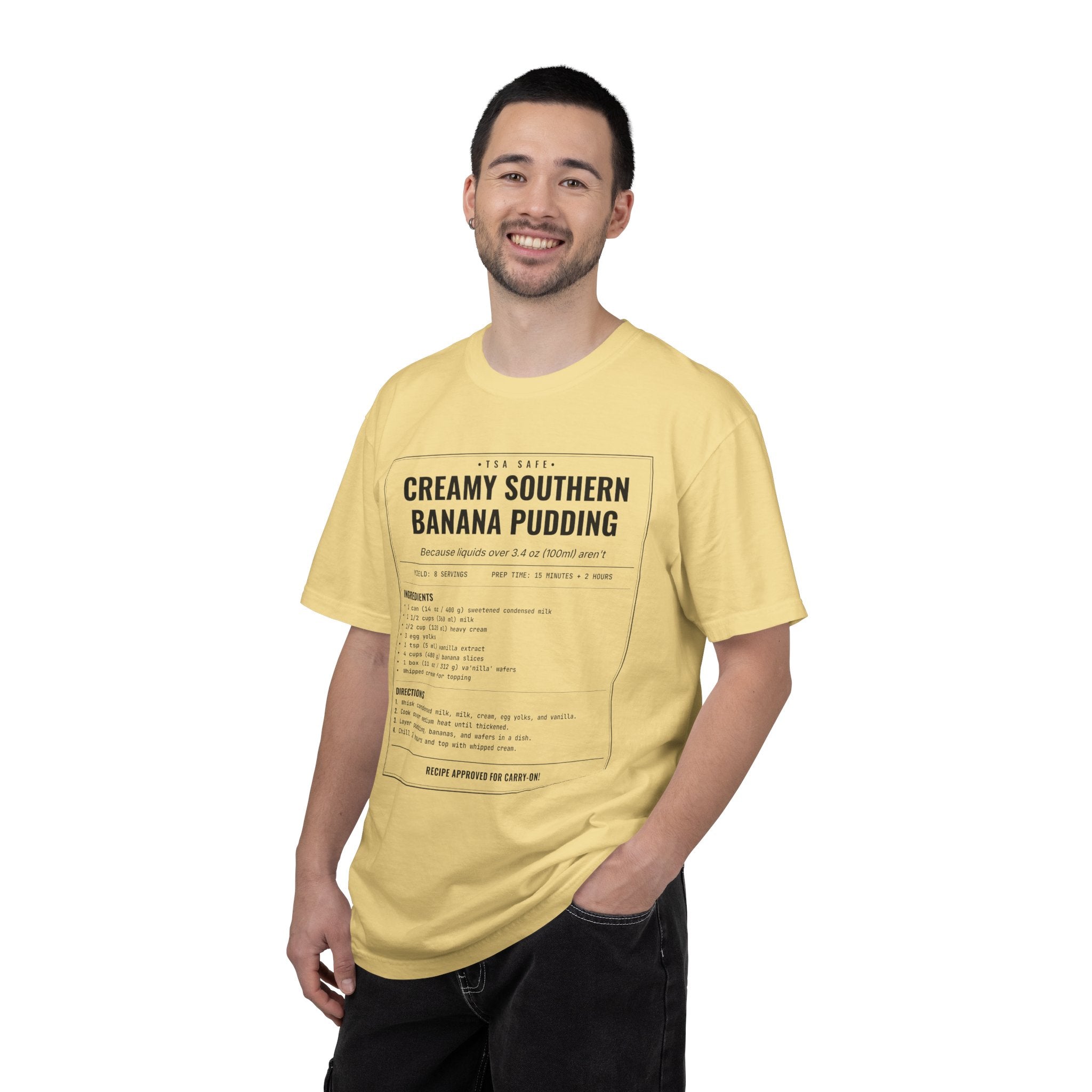 Creamy Southern Banana Pudding | Vintage Recipe Card T-Shirt — Black Ink