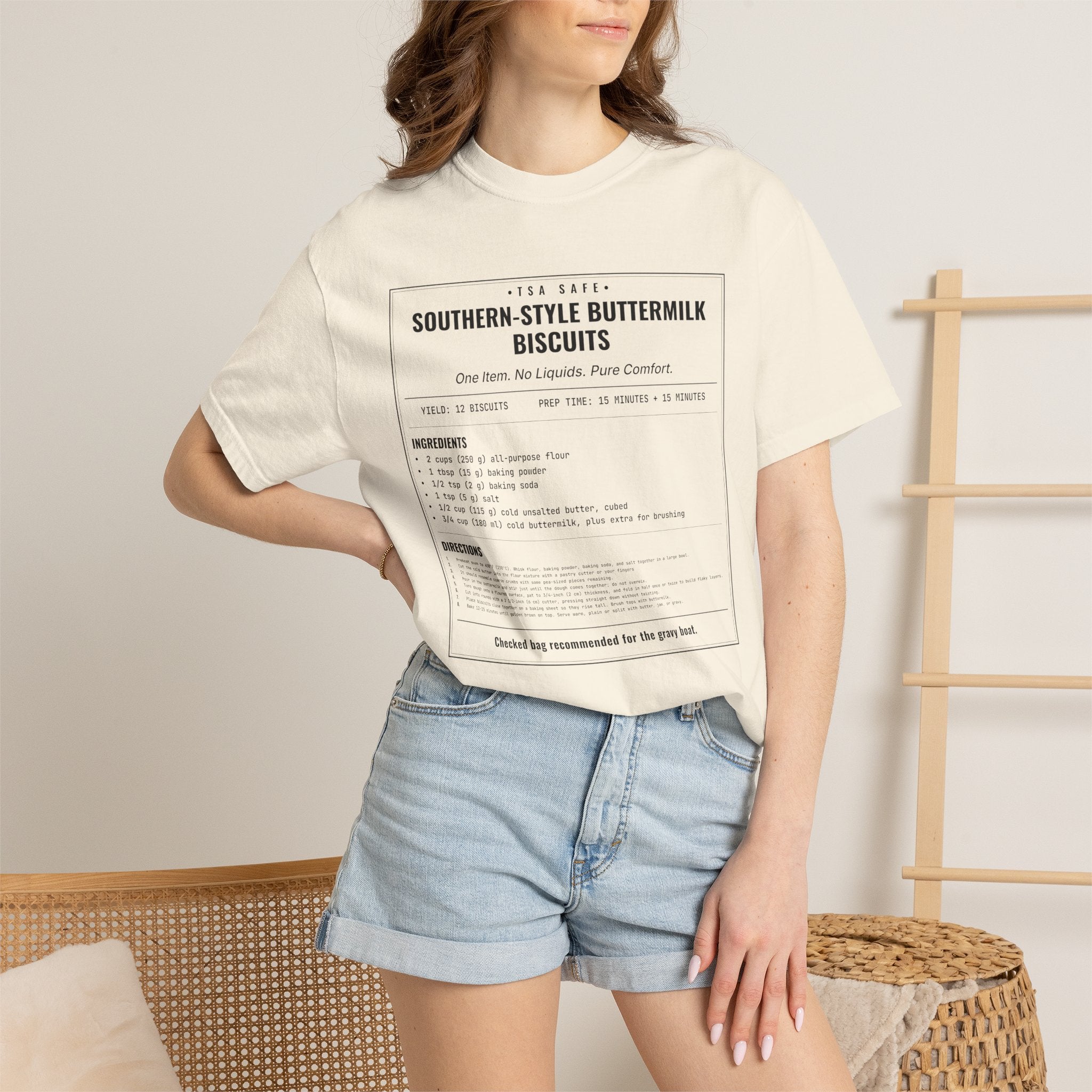 Southern Style Buttermilk Biscuits | Vintage Recipe Card T-Shirt — Black Ink
