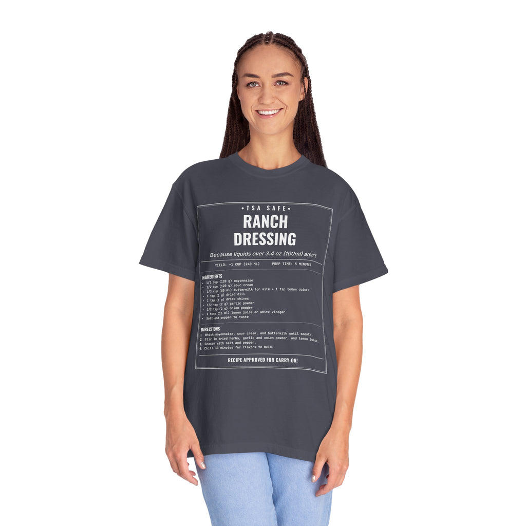 TSA-Safe Ranch Dressing | Vintage Recipe Card T-Shirt — White Ink