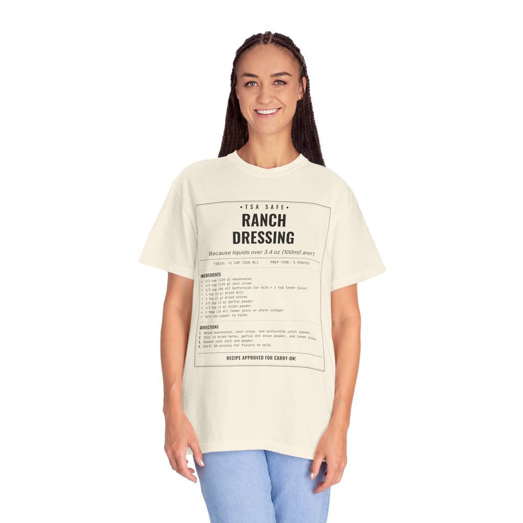 TSA-Safe Ranch Dressing | Vintage Recipe Card T-Shirt — Black Ink