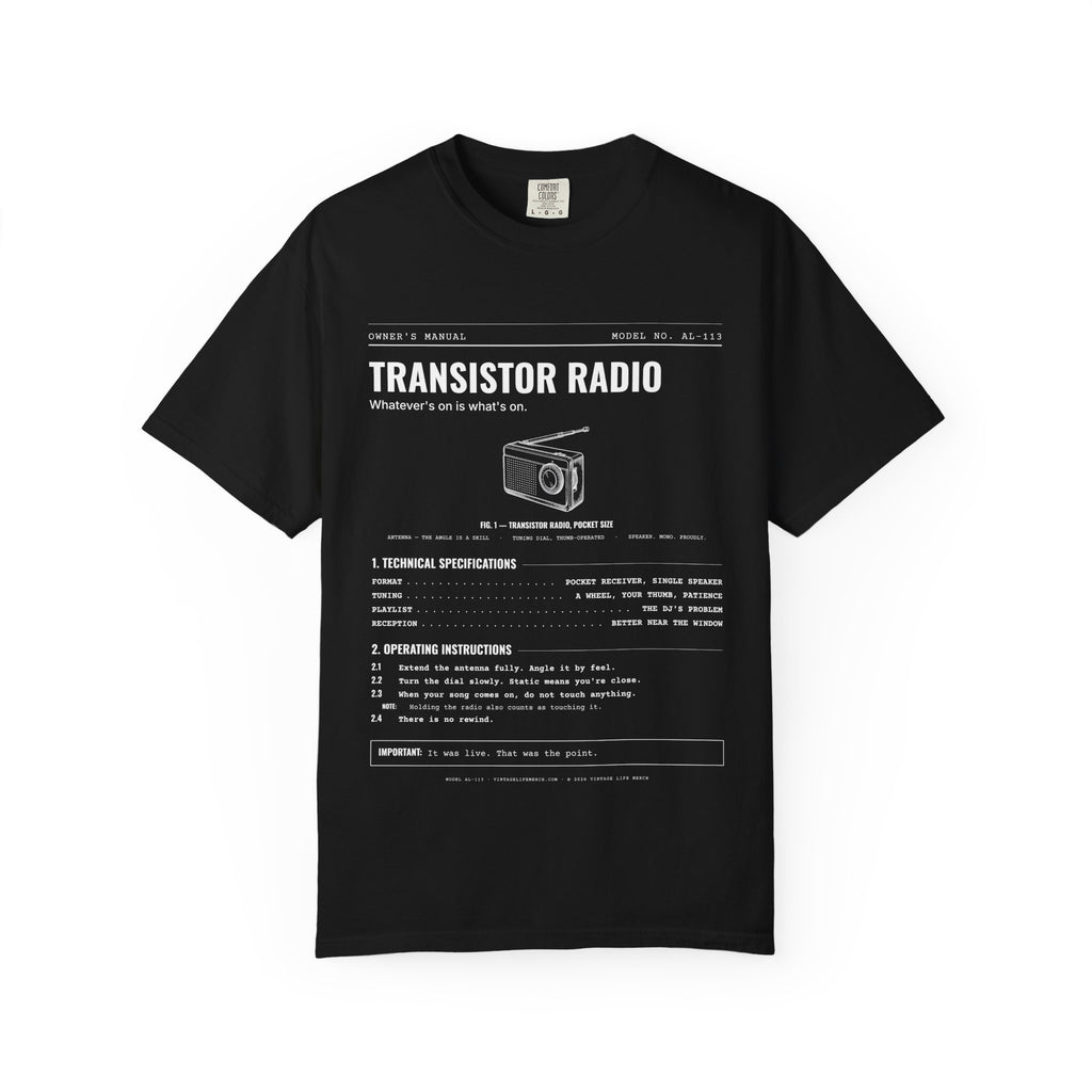 Transistor Radio Spec Sheet Shirt | Analog Life Vintage Tee