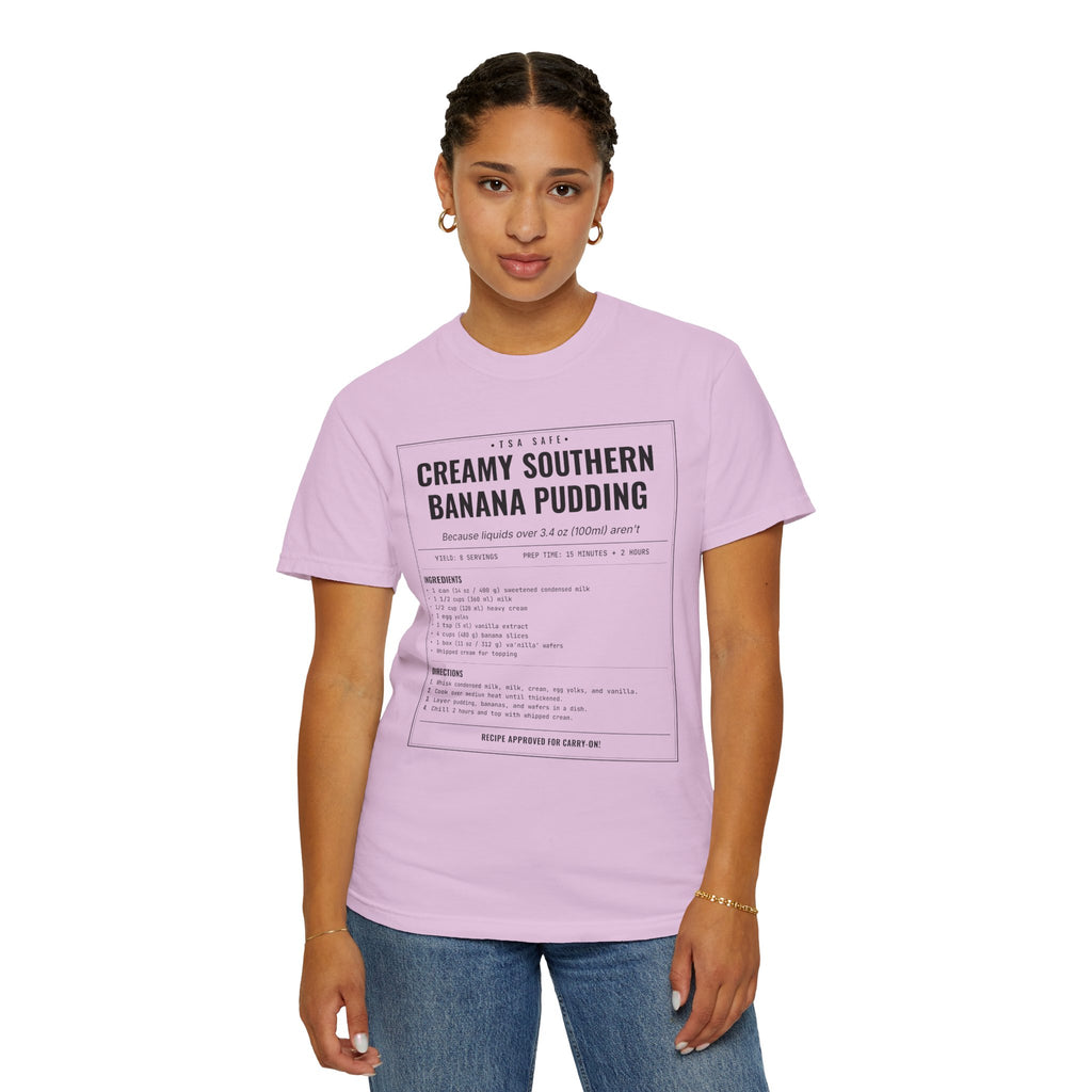 Creamy Southern Banana Pudding | Vintage Recipe Card T-Shirt — Black Ink
