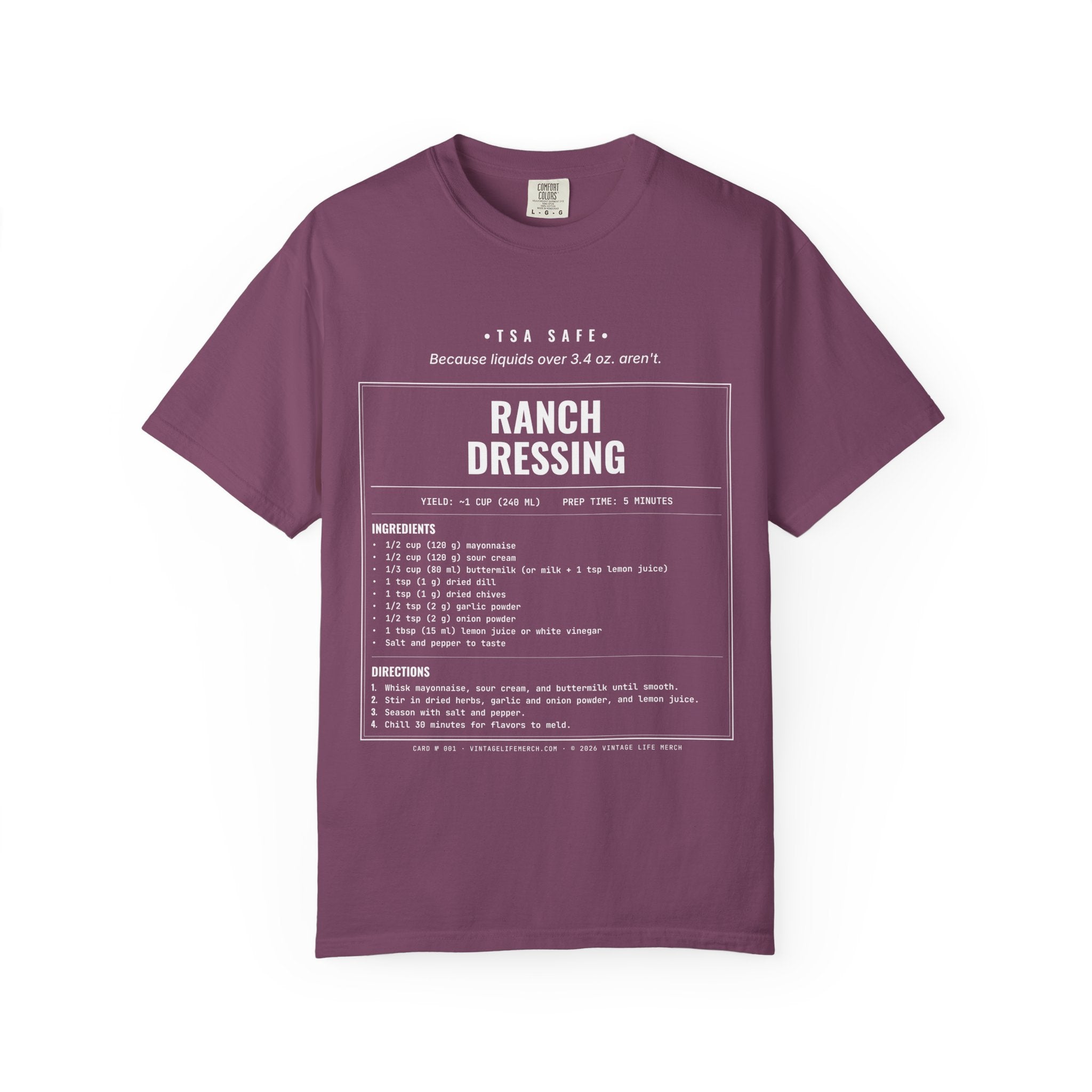 Ranch Dressing Recipe Shirt | TSA Safe Vintage Tee
