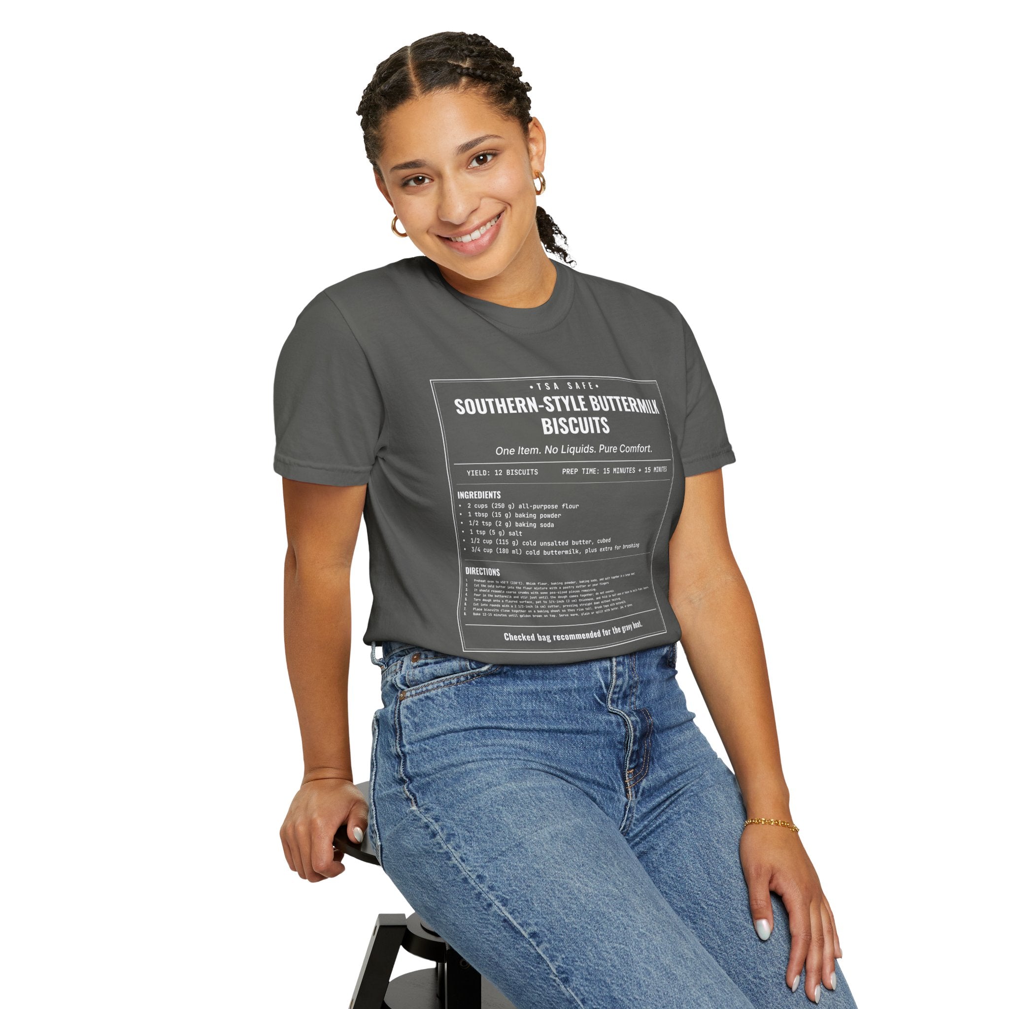 Southern Style Buttermilk Biscuits | Vintage Recipe Card T-Shirt — White Ink