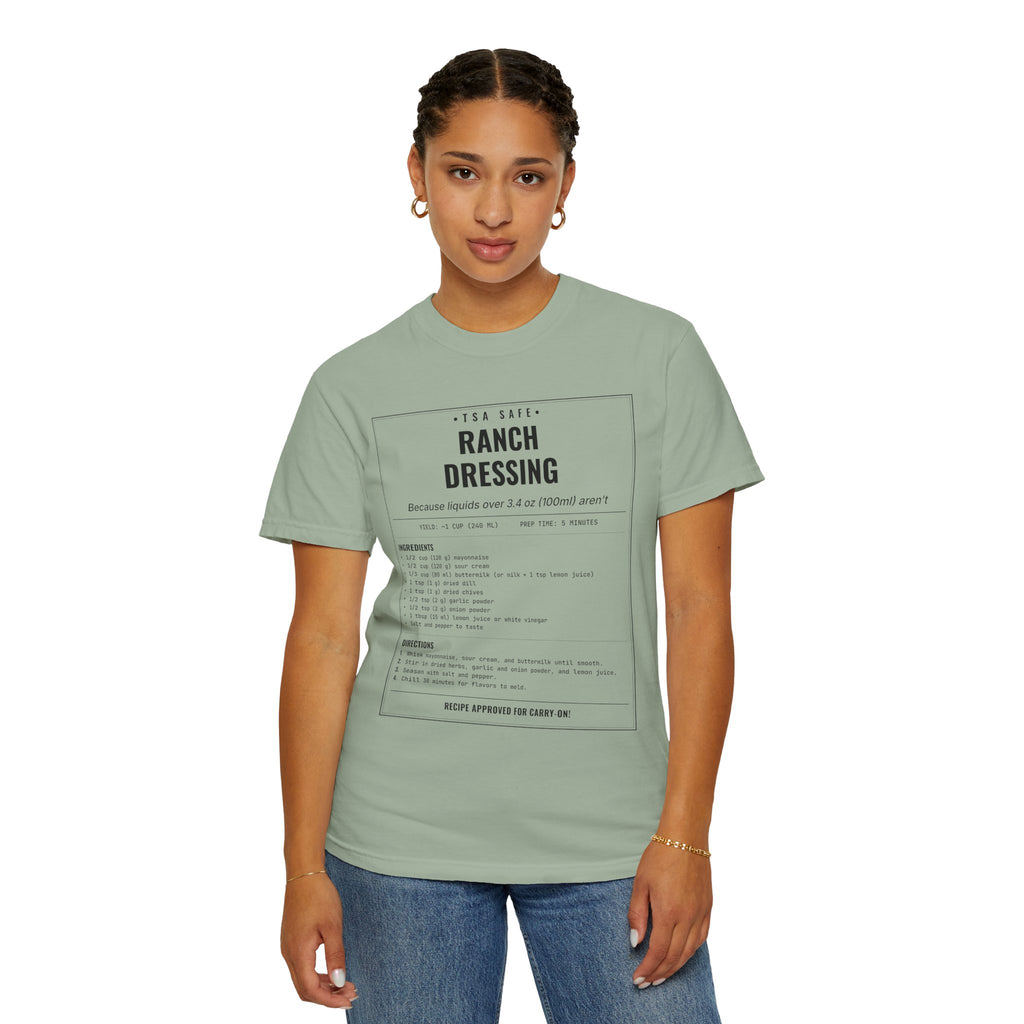 TSA-Safe Ranch Dressing | Vintage Recipe Card T-Shirt — Black Ink