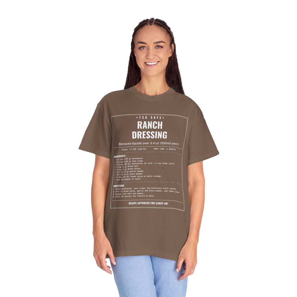 TSA-Safe Ranch Dressing | Vintage Recipe Card T-Shirt — White Ink