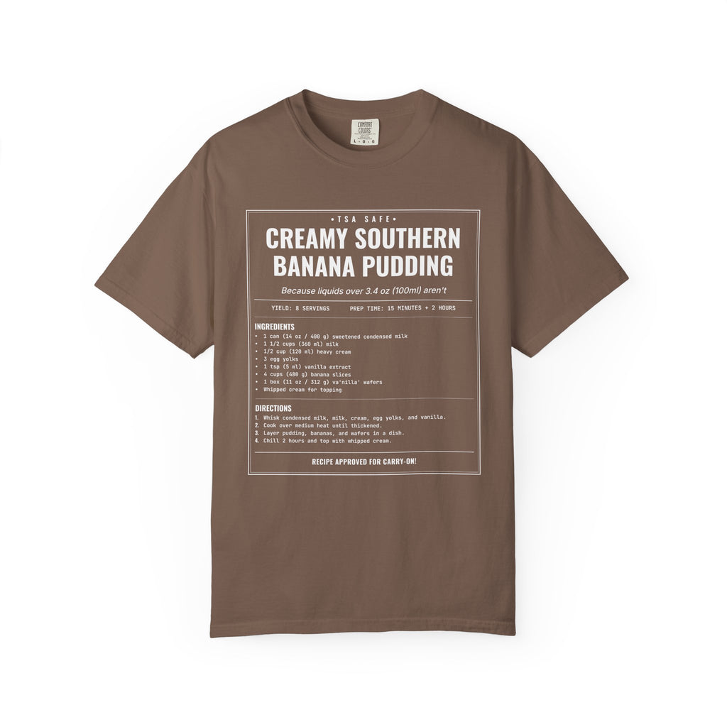 Creamy Southern Banana Pudding | Vintage Recipe Card T-Shirt — White Ink