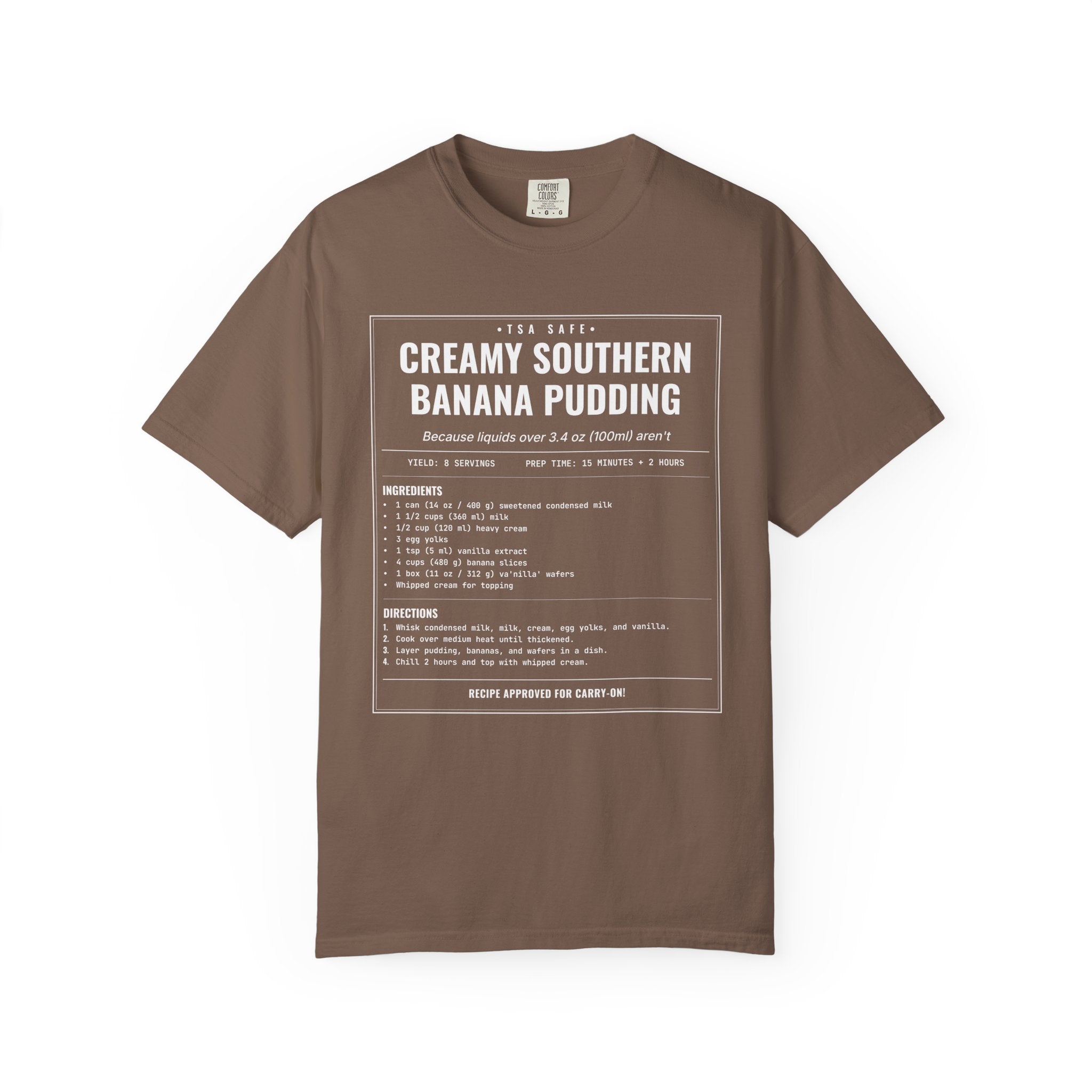 Creamy Southern Banana Pudding | Vintage Recipe Card T-Shirt — White Ink