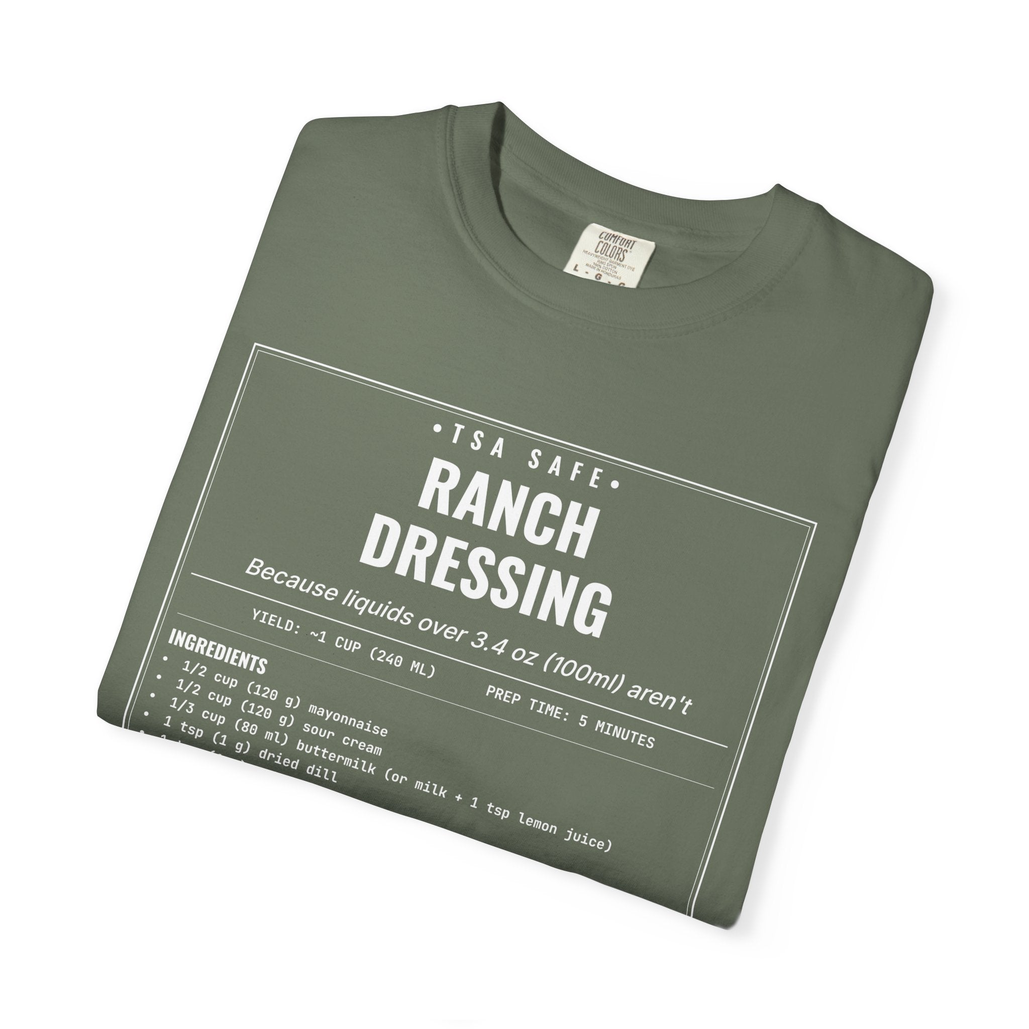 TSA-Safe Ranch Dressing | Vintage Recipe Card T-Shirt — White Ink