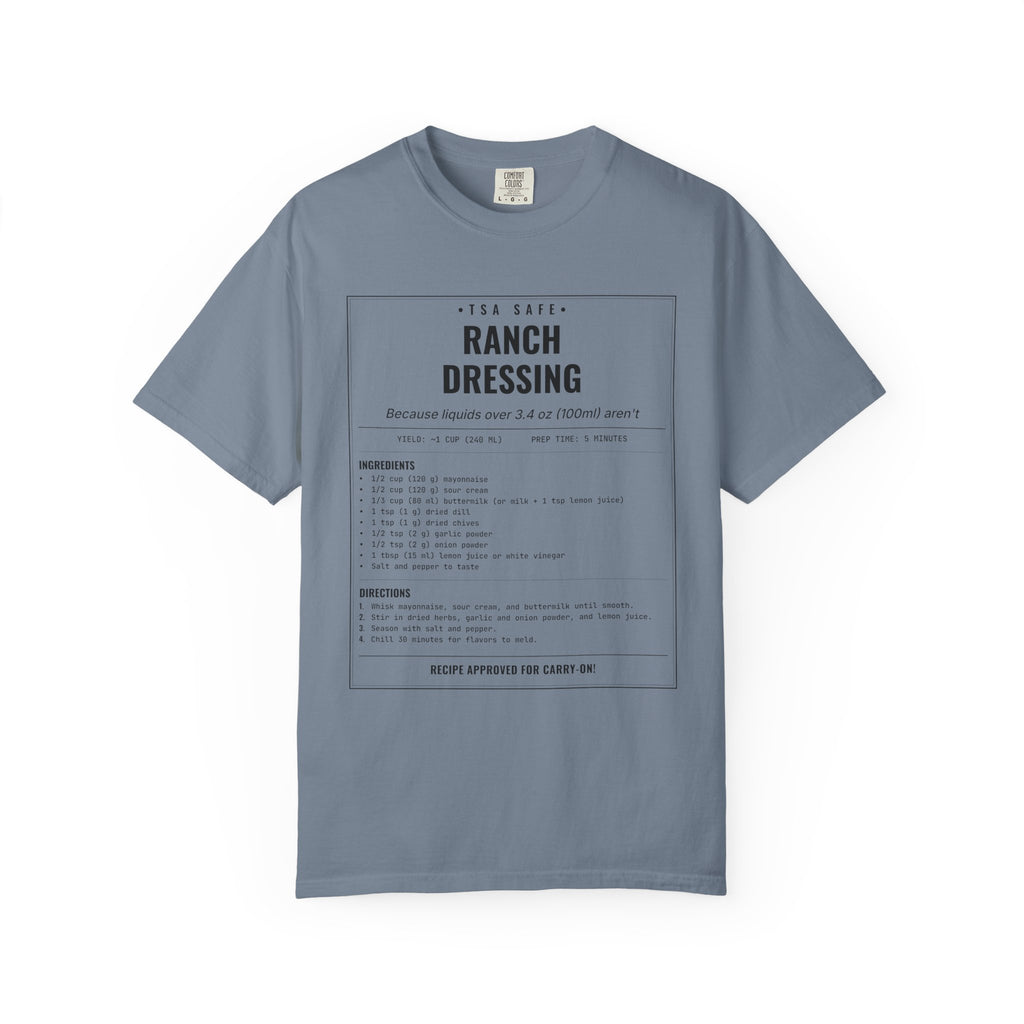 TSA-Safe Ranch Dressing | Vintage Recipe Card T-Shirt — Black Ink