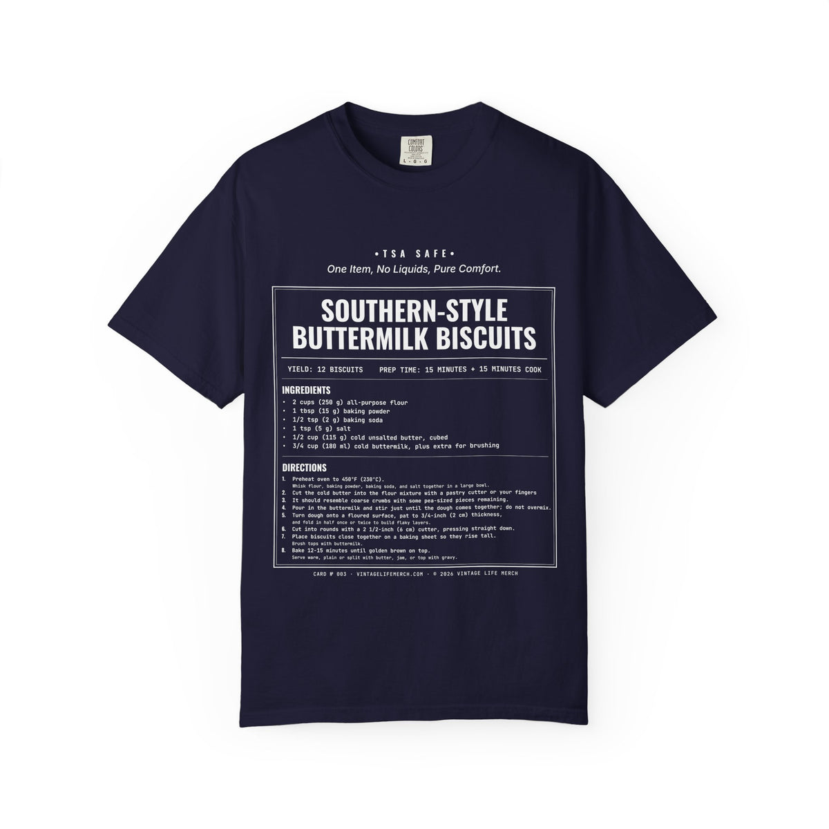 Buttermilk Biscuits Recipe Shirt | Southern Vintage Tee in True Navy