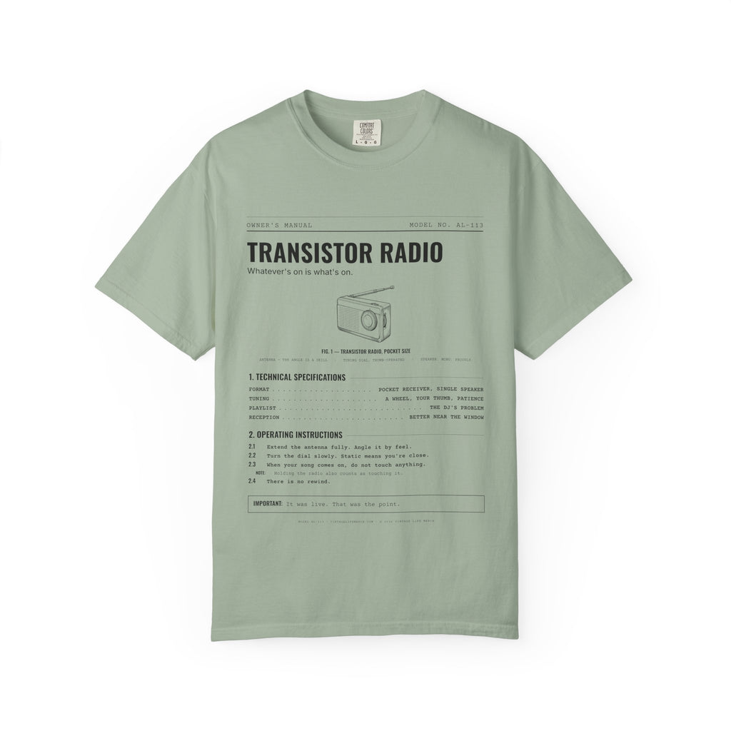 Transistor Radio Spec Sheet Shirt | Analog Life Vintage Tee in Bay
