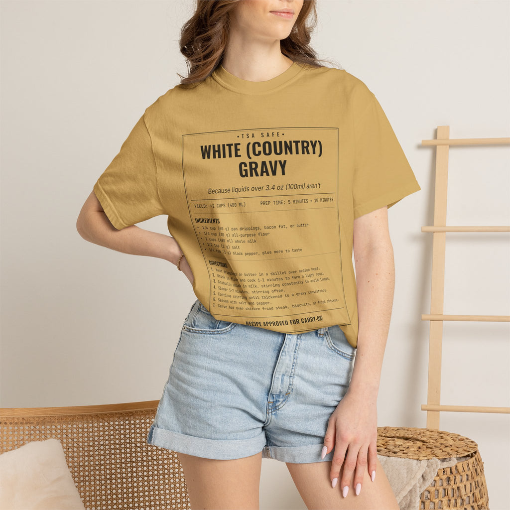 White Country Gravy | Vintage Recipe Card T-Shirt — Black Ink