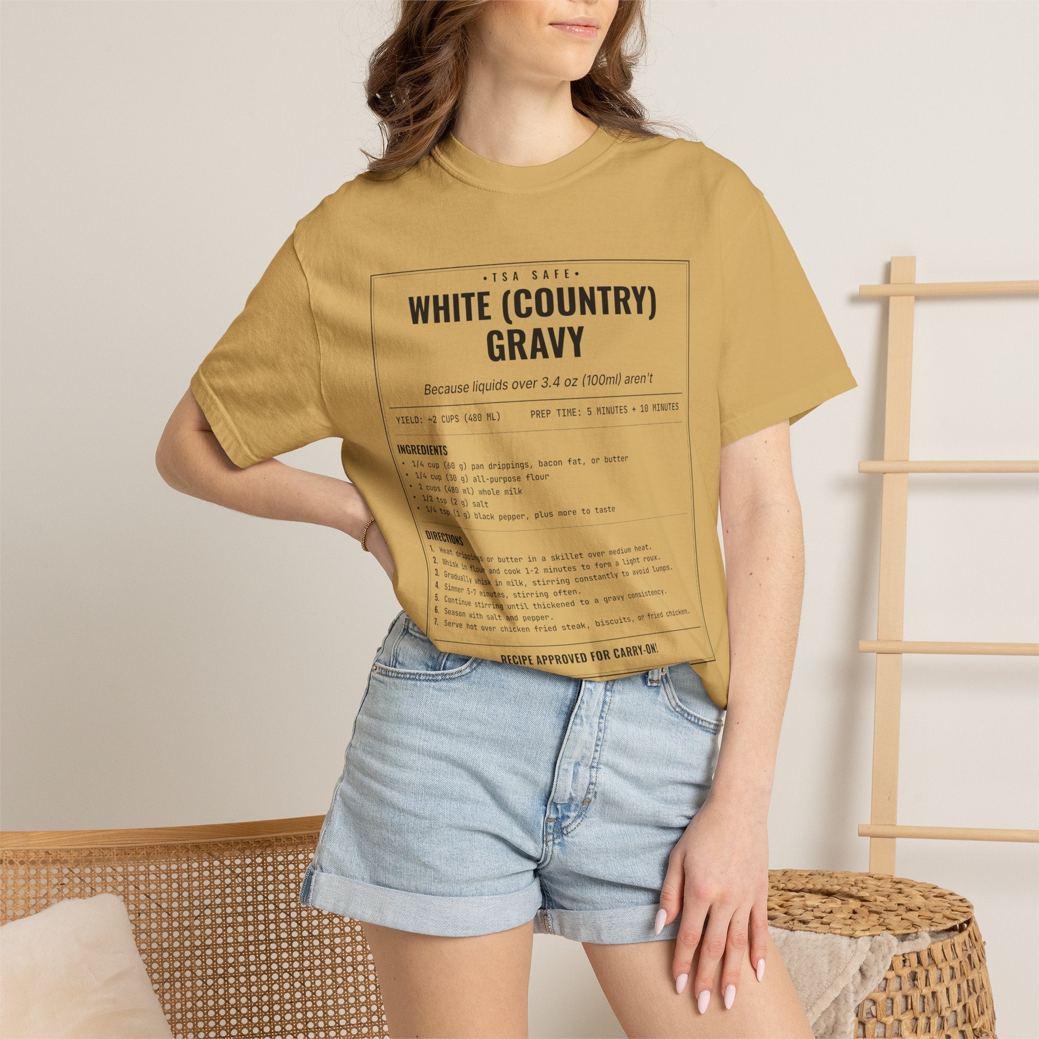 White Country Gravy | Vintage Recipe Card T-Shirt — Black Ink