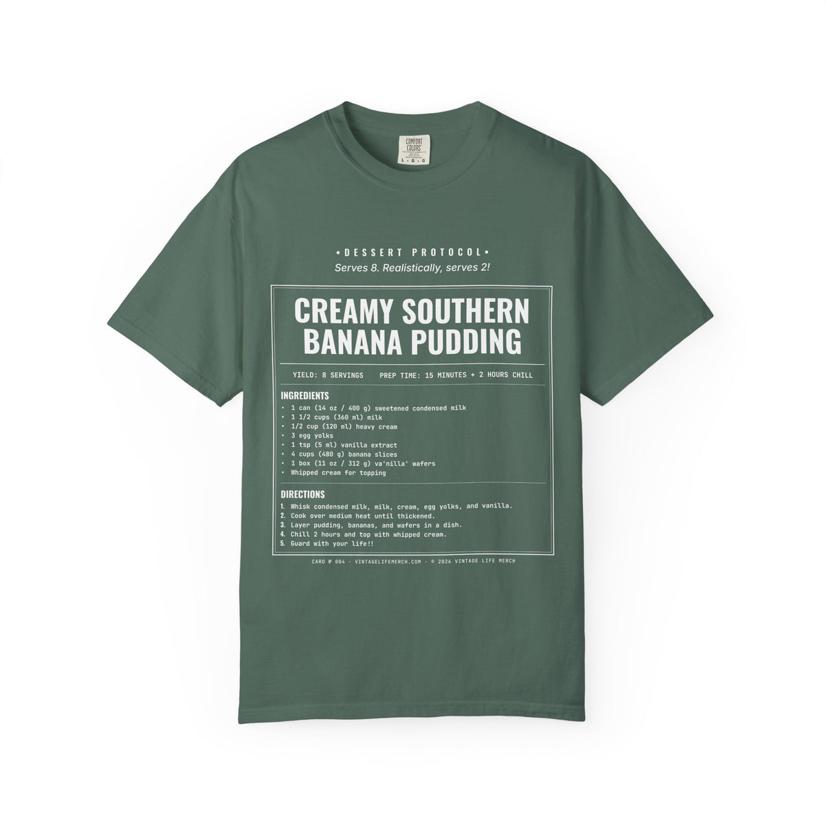 Creamy Banana Pudding Recipe Shirt | Southern Vintage Tee in Blue Spruce