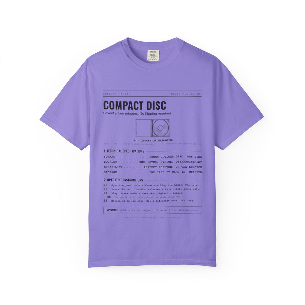 Compact Disc Spec Sheet Shirt | Analog Life Vintage Tee in Violet