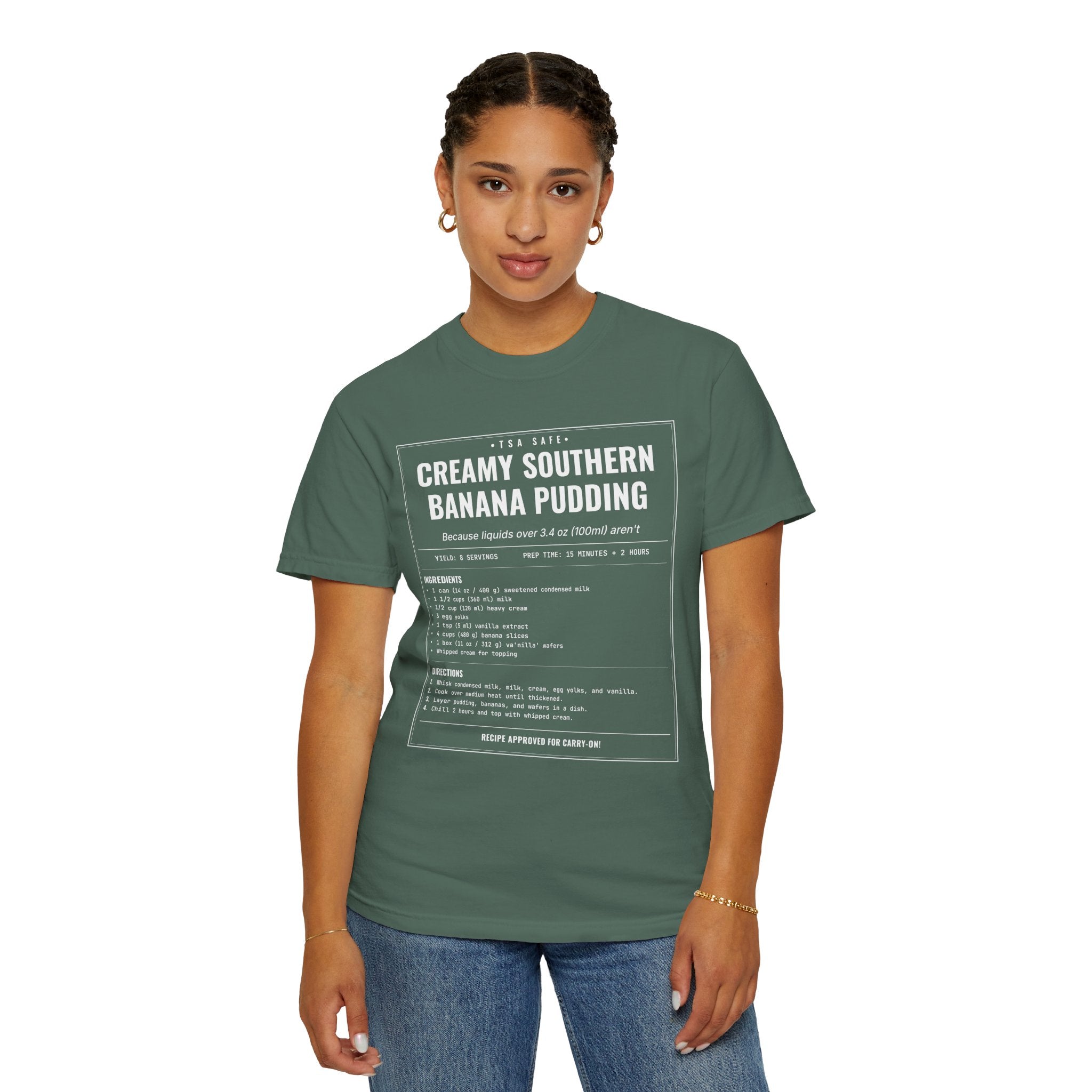 Creamy Southern Banana Pudding | Vintage Recipe Card T-Shirt — White Ink