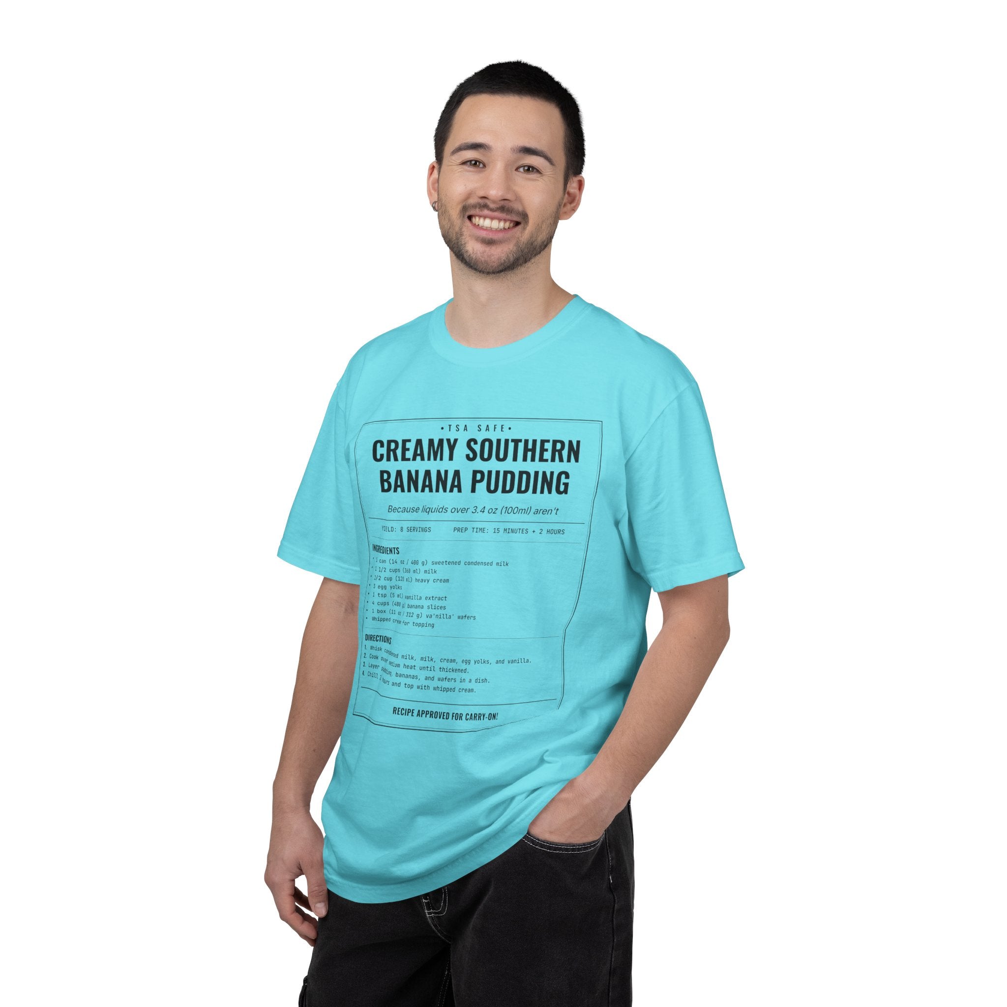 Creamy Southern Banana Pudding | Vintage Recipe Card T-Shirt — Black Ink