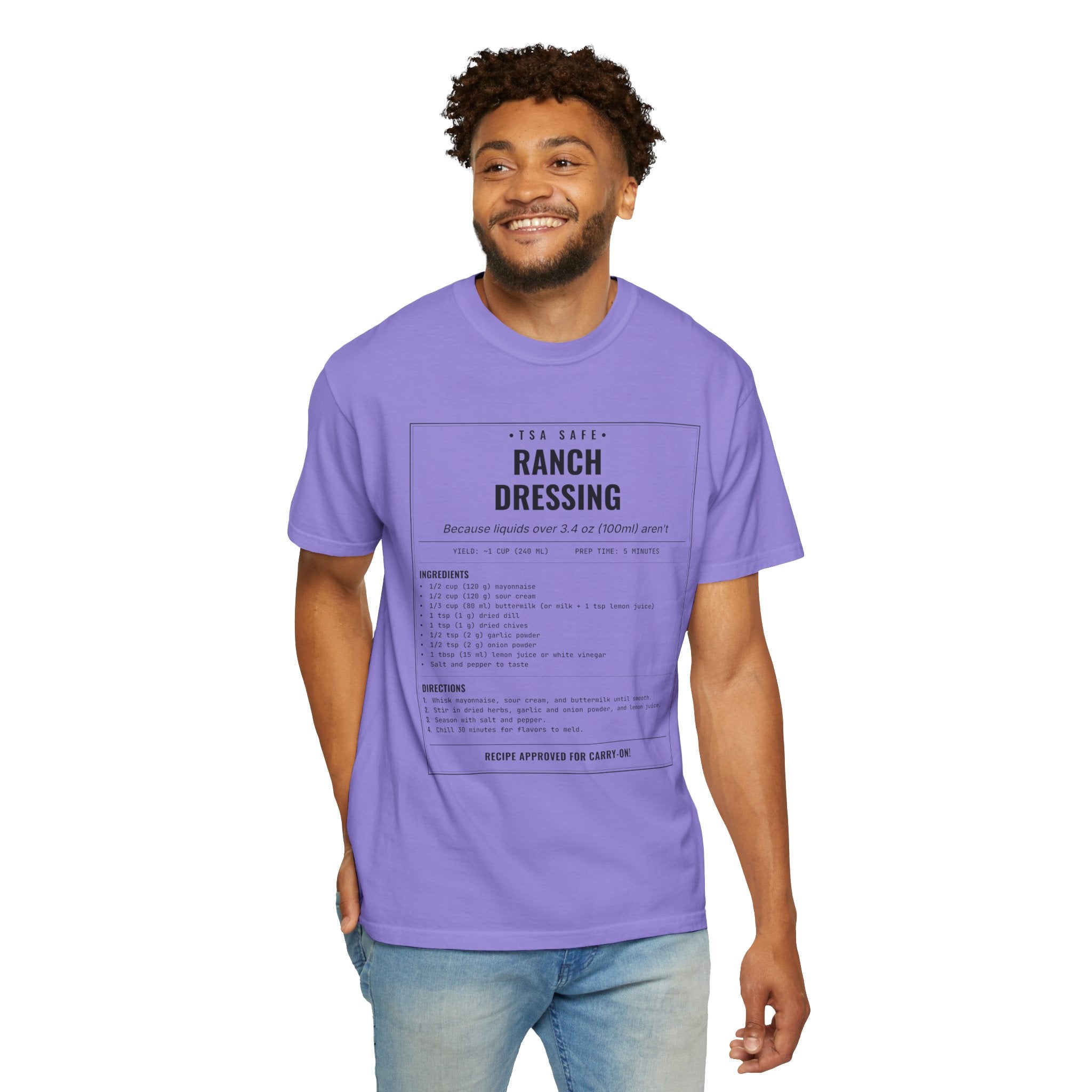 TSA-Safe Ranch Dressing | Vintage Recipe Card T-Shirt — Black Ink