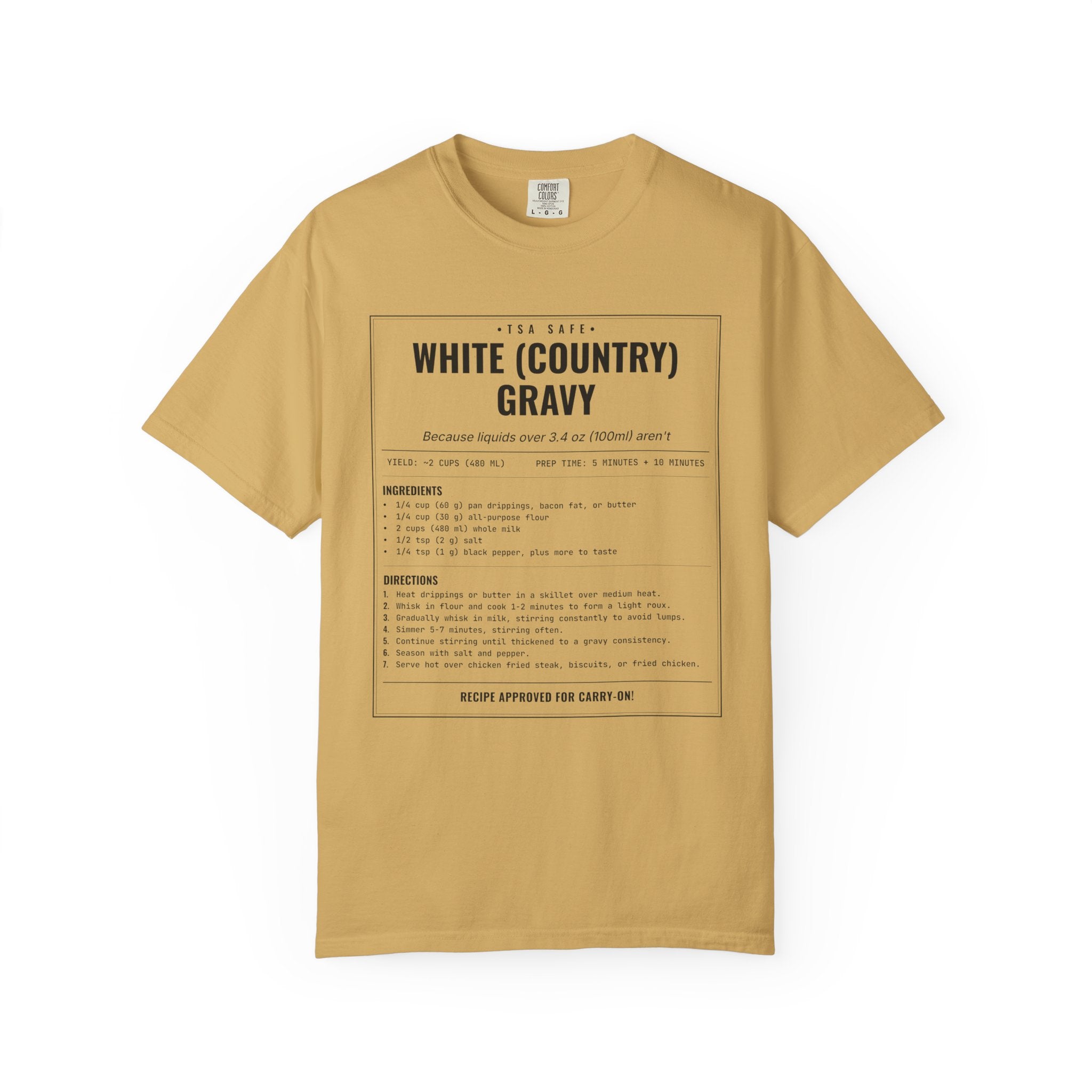 White Country Gravy | Vintage Recipe Card T-Shirt — Black Ink