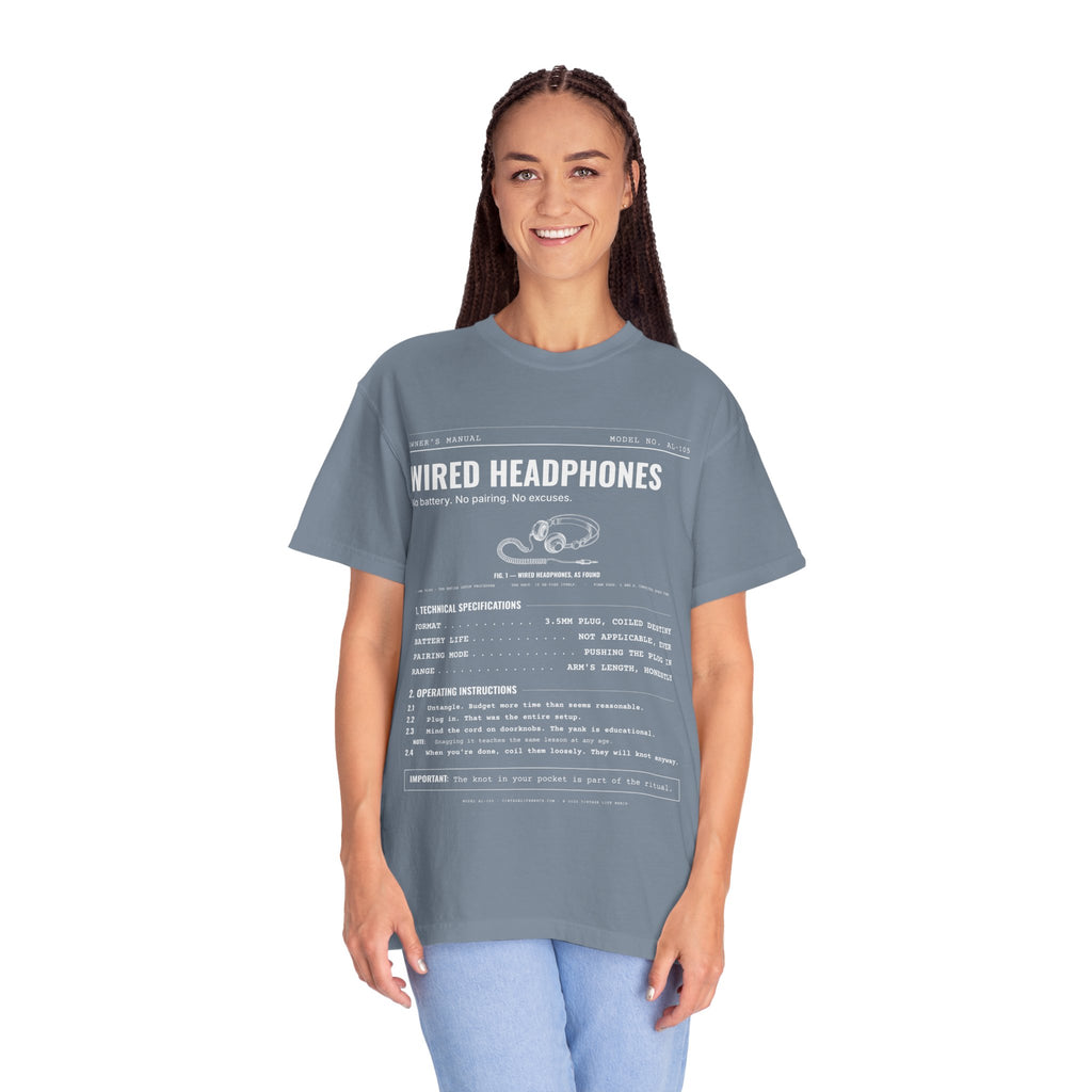 Wired Headphones Spec Sheet Shirt | Analog Life Vintage Tee