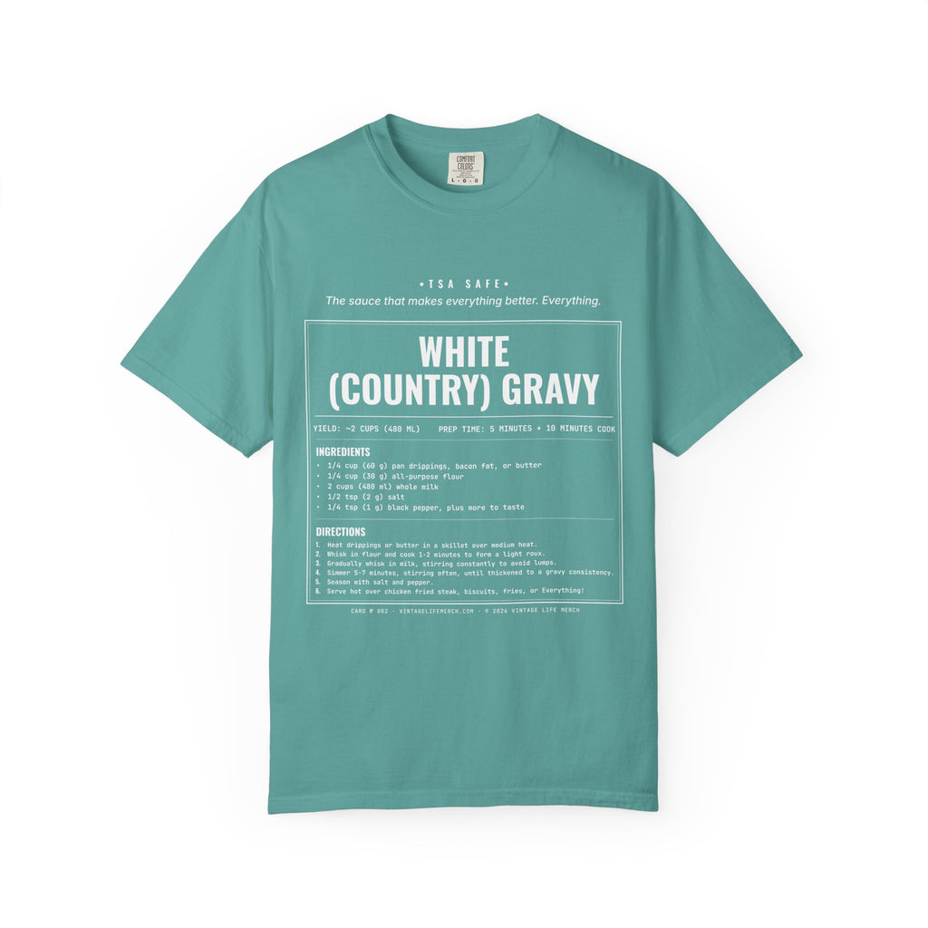 White Country Gravy Recipe Shirt | Southern Vintage Tee