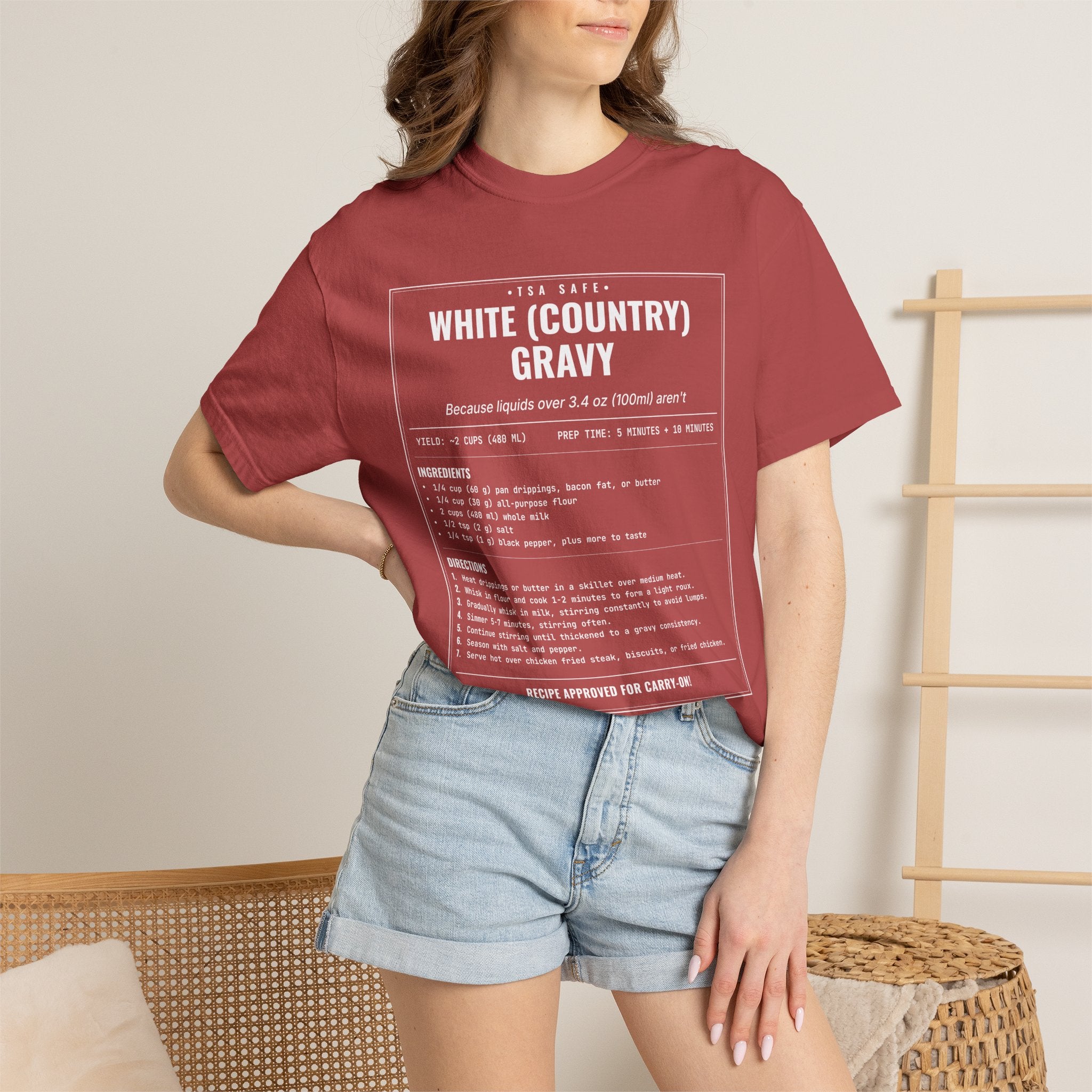White Country Gravy | Vintage Recipe Card T-Shirt — White Ink