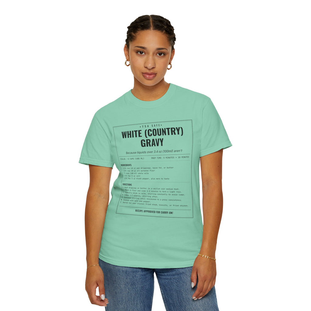 White Country Gravy | Vintage Recipe Card T-Shirt — Black Ink