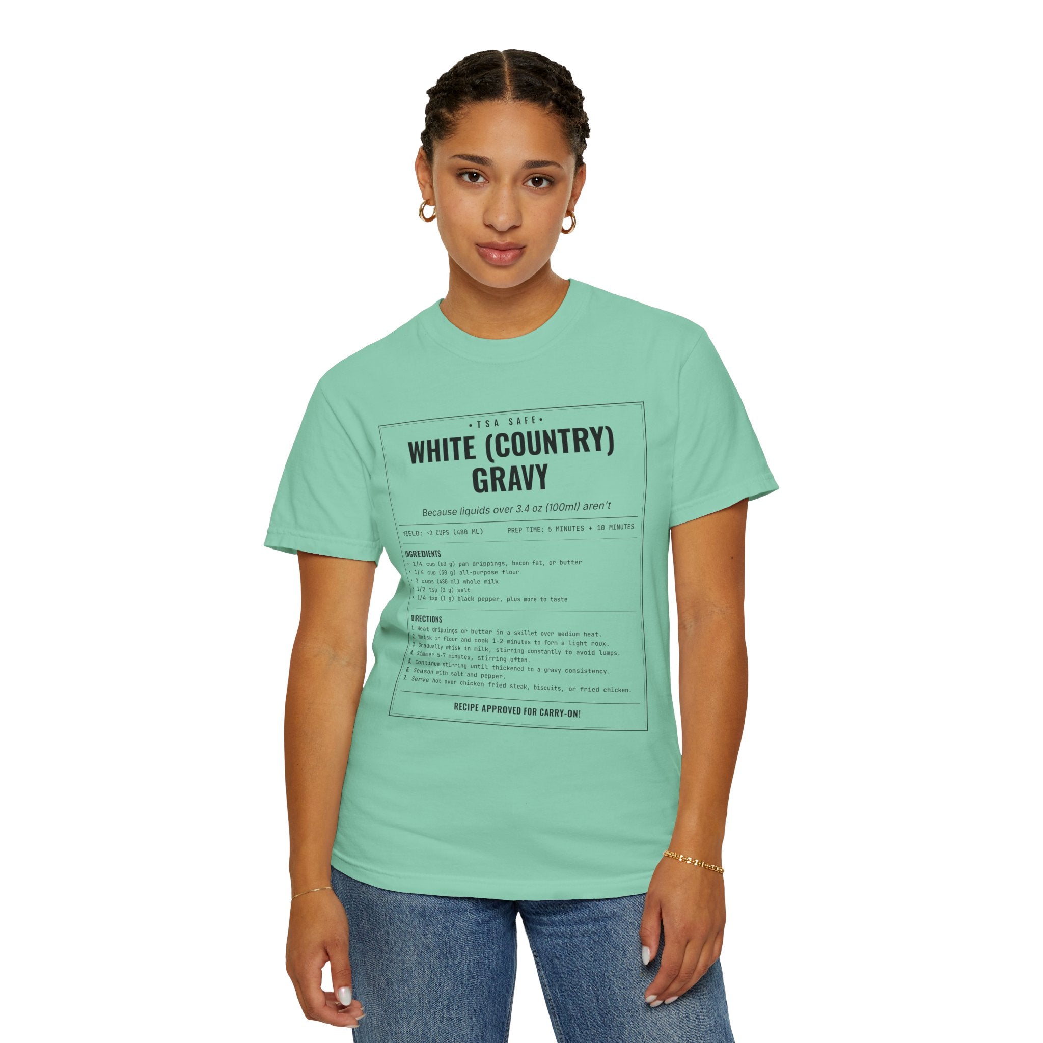 White Country Gravy | Vintage Recipe Card T-Shirt — Black Ink