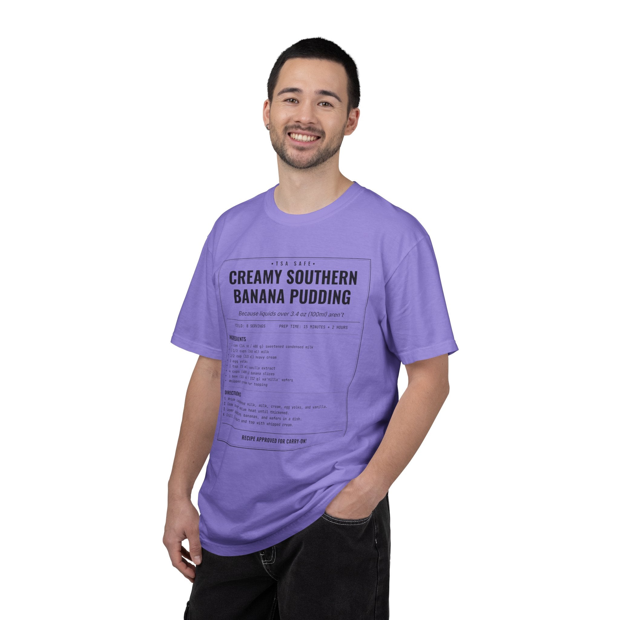 Creamy Southern Banana Pudding | Vintage Recipe Card T-Shirt — Black Ink