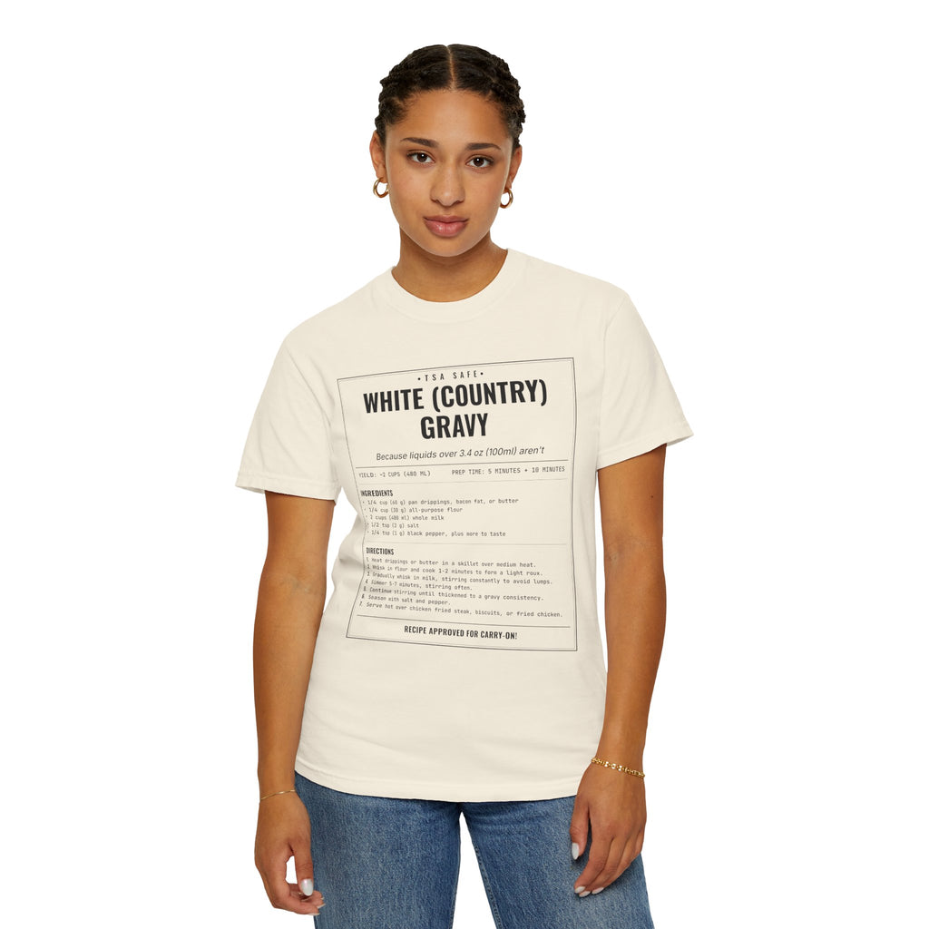 White Country Gravy | Vintage Recipe Card T-Shirt — Black Ink