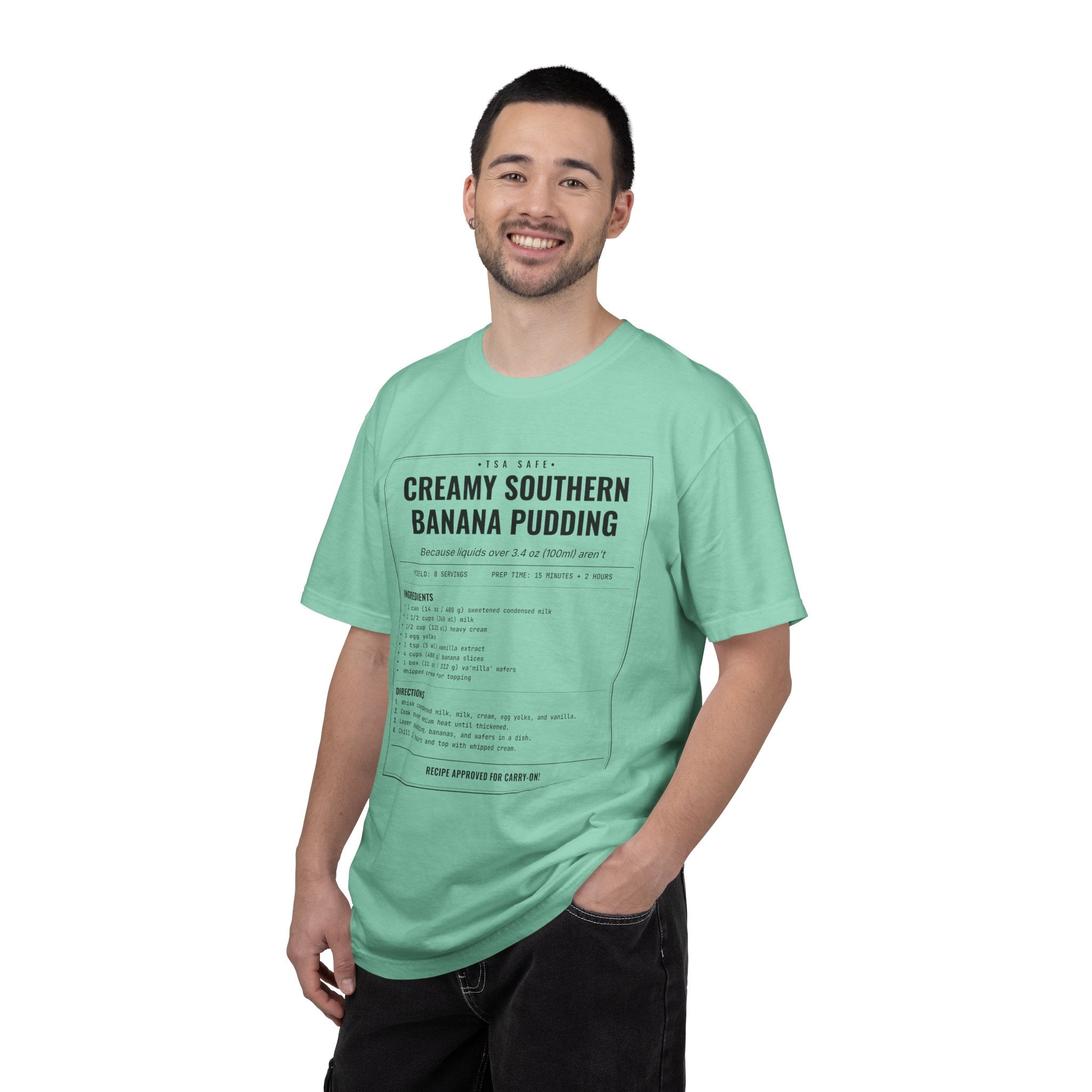 Creamy Southern Banana Pudding | Vintage Recipe Card T-Shirt — Black Ink