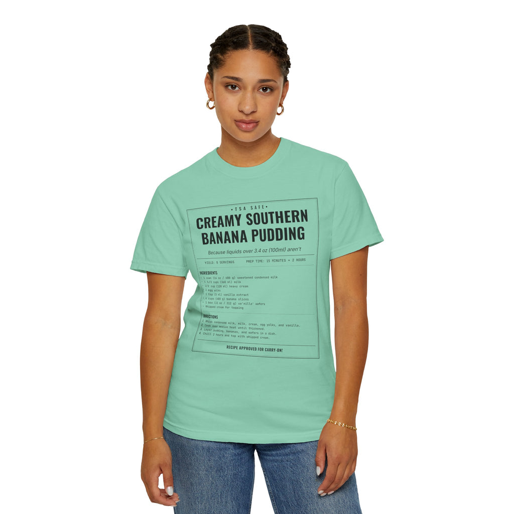 Creamy Southern Banana Pudding | Vintage Recipe Card T-Shirt — Black Ink