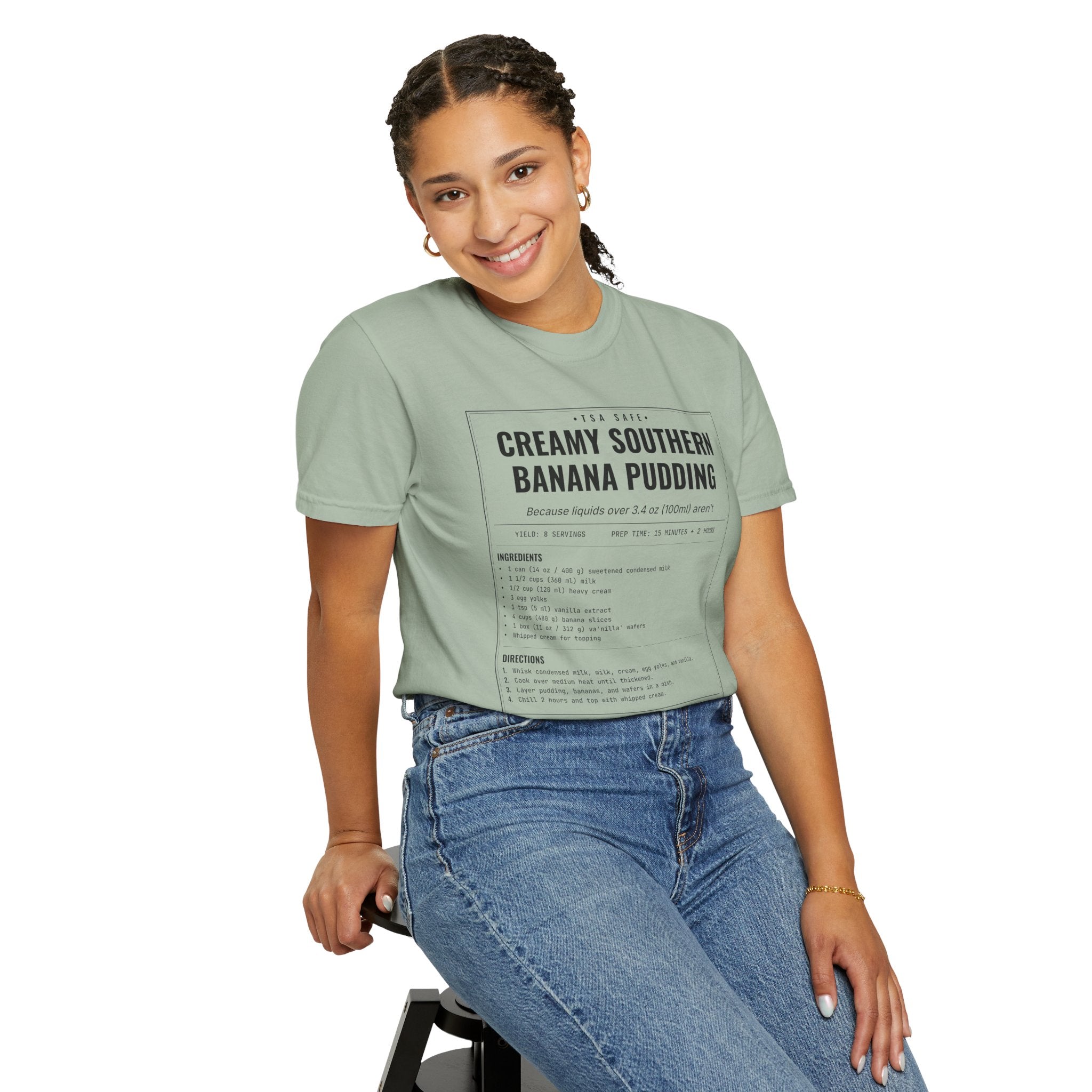 Creamy Southern Banana Pudding | Vintage Recipe Card T-Shirt — Black Ink