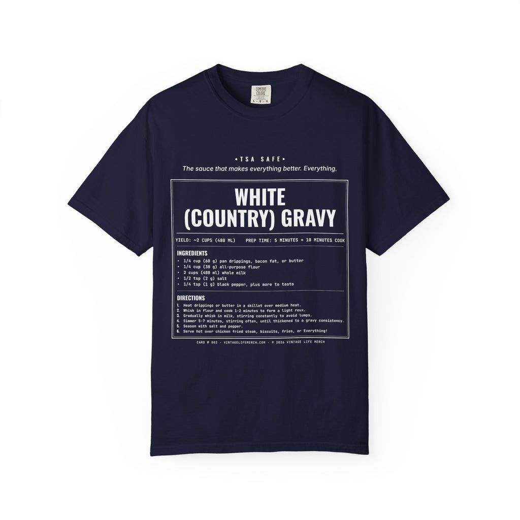 White Country Gravy Recipe Shirt | Southern Vintage Tee