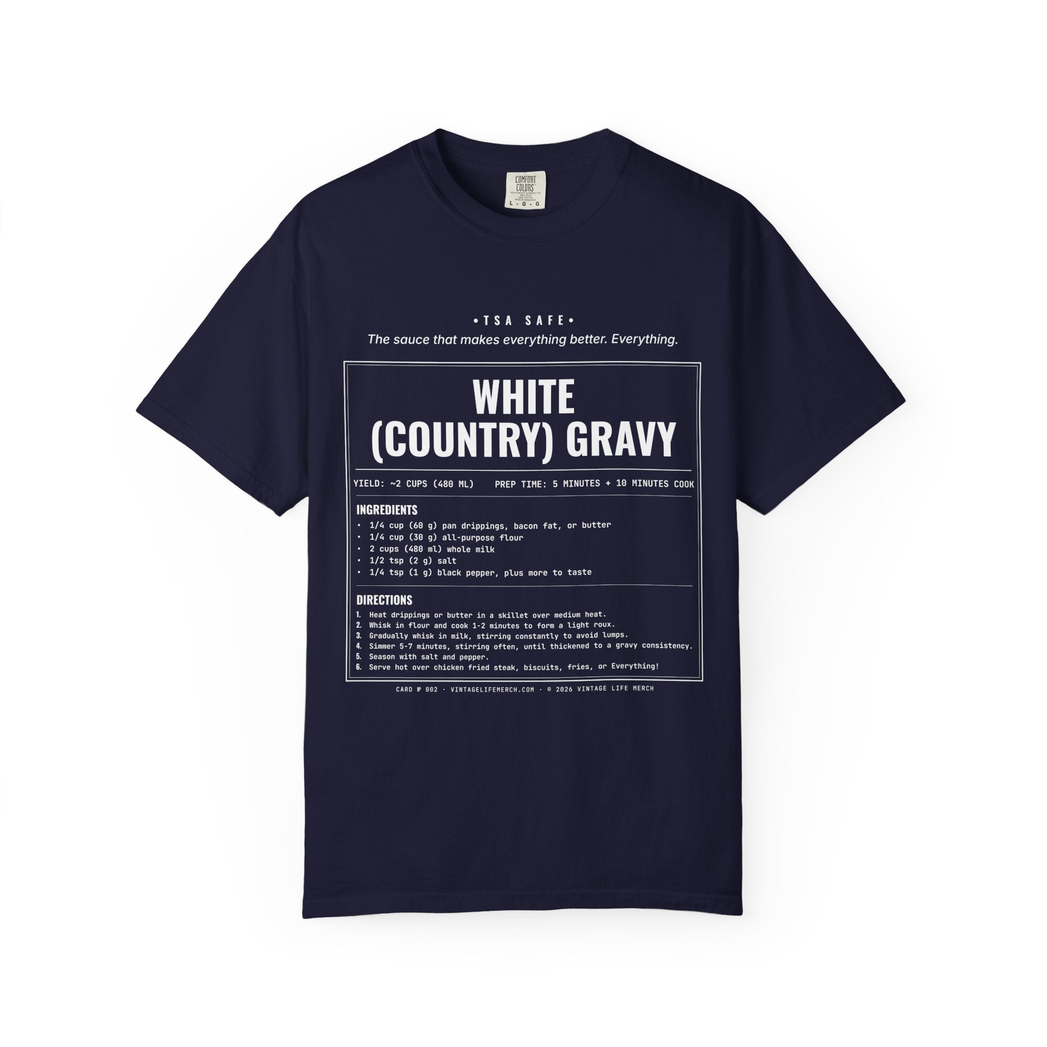 White Country Gravy Recipe Shirt | Southern Vintage Tee