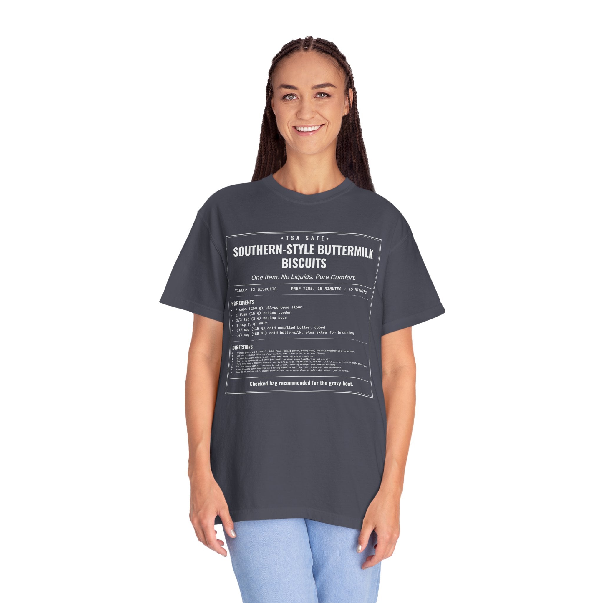 Southern Style Buttermilk Biscuits | Vintage Recipe Card T-Shirt — White Ink