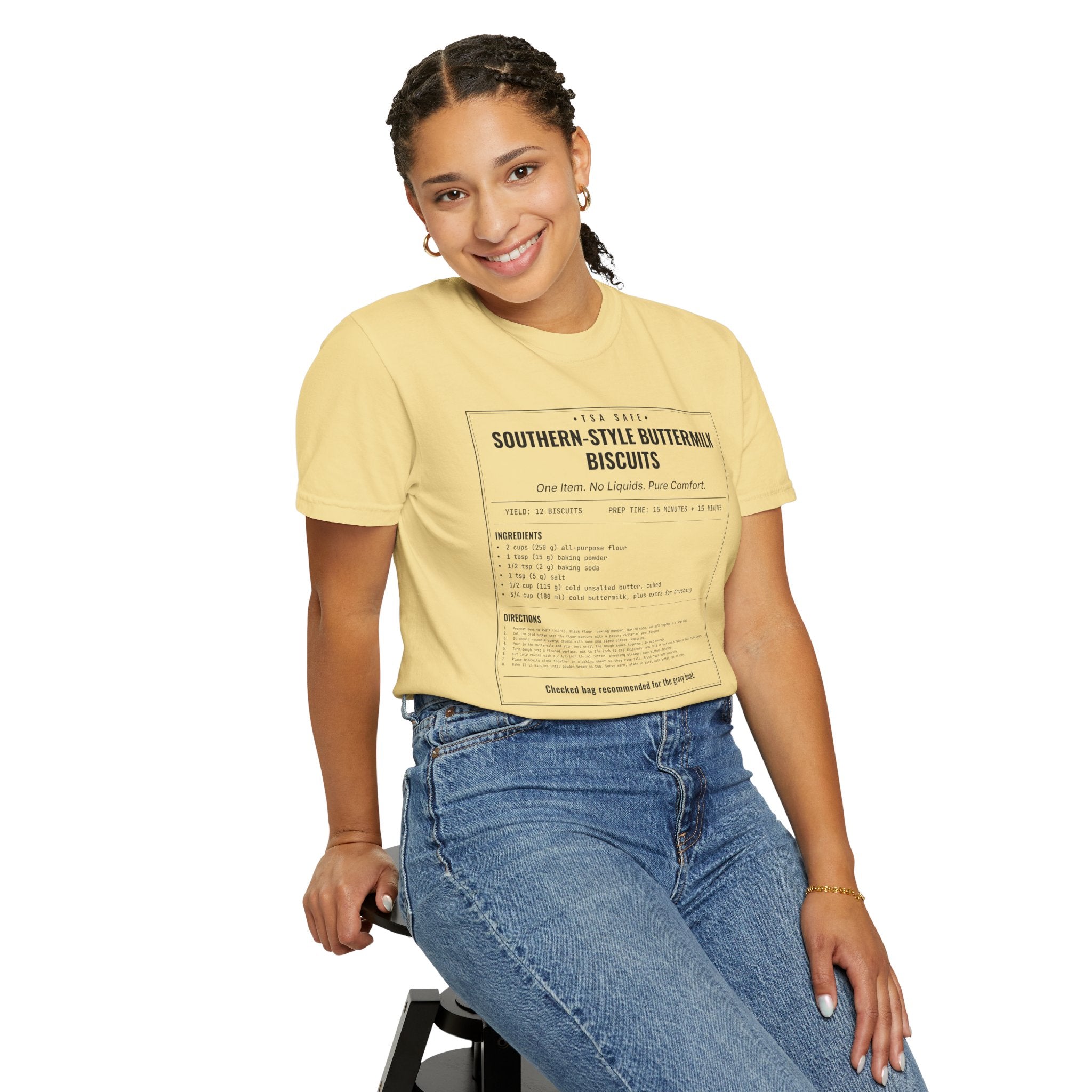 Southern Style Buttermilk Biscuits | Vintage Recipe Card T-Shirt — Black Ink