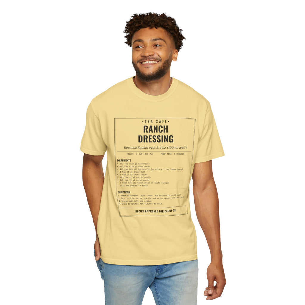TSA-Safe Ranch Dressing | Vintage Recipe Card T-Shirt — Black Ink