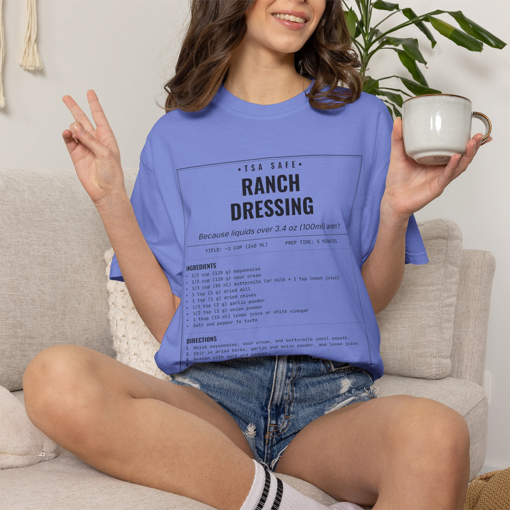 TSA-Safe Ranch Dressing | Vintage Recipe Card T-Shirt — Black Ink