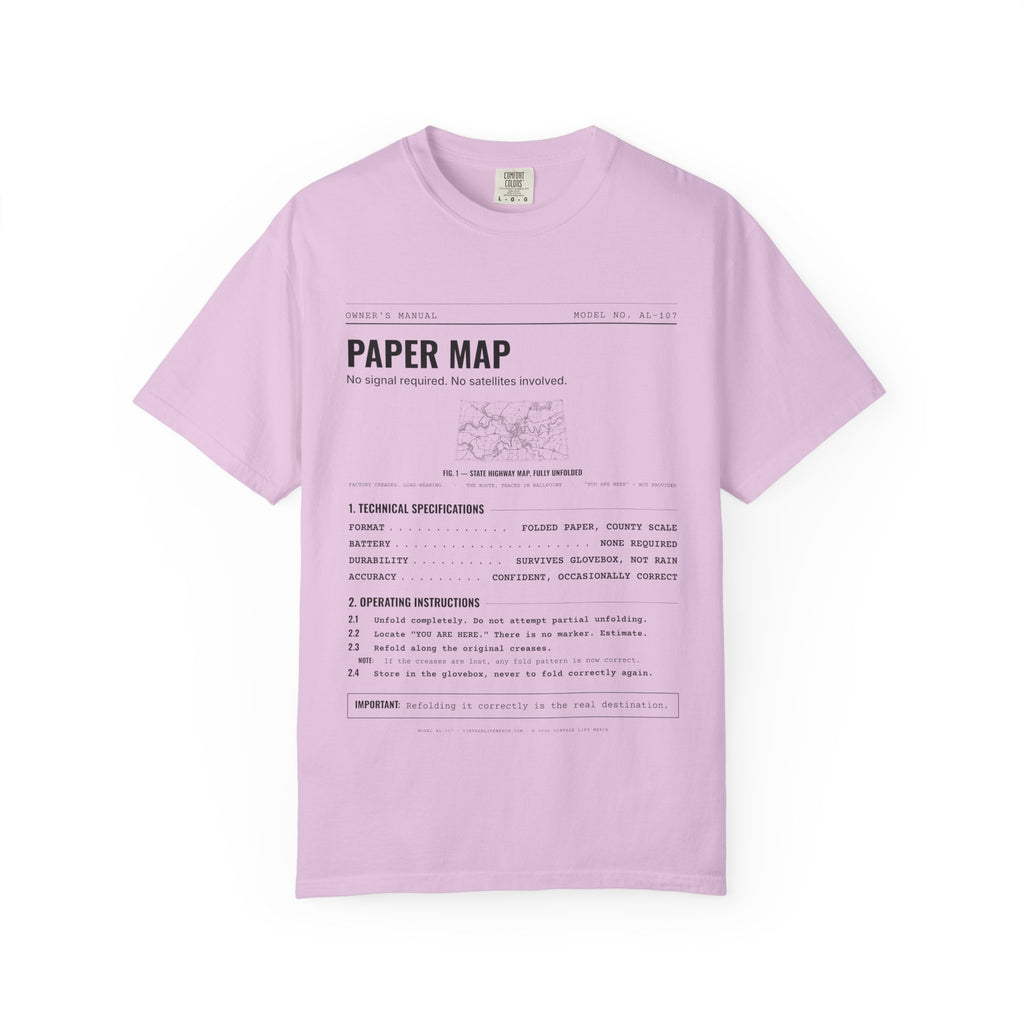 Paper Map Spec Sheet Shirt | Analog Life Vintage Tee in Orchid