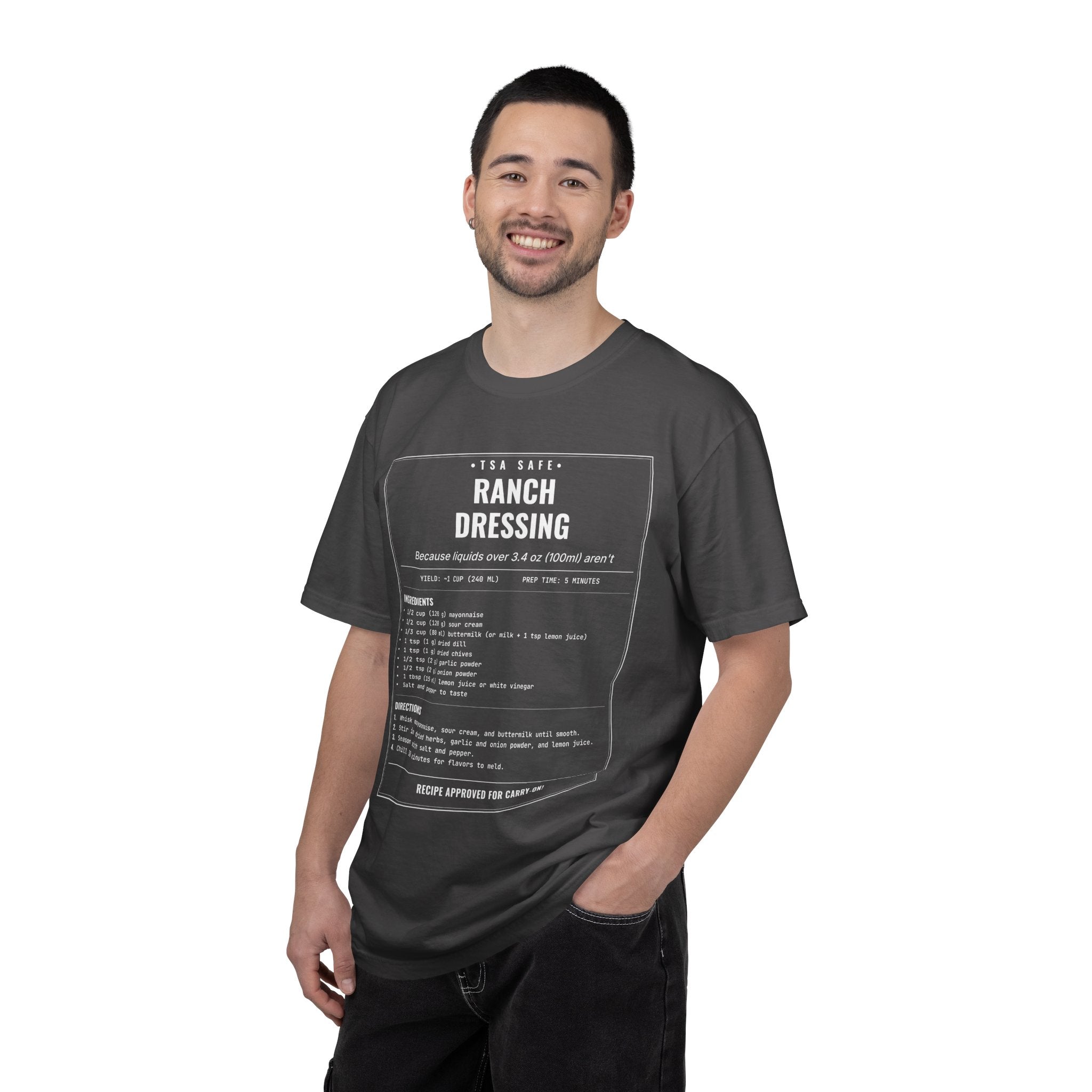 TSA-Safe Ranch Dressing | Vintage Recipe Card T-Shirt — White Ink