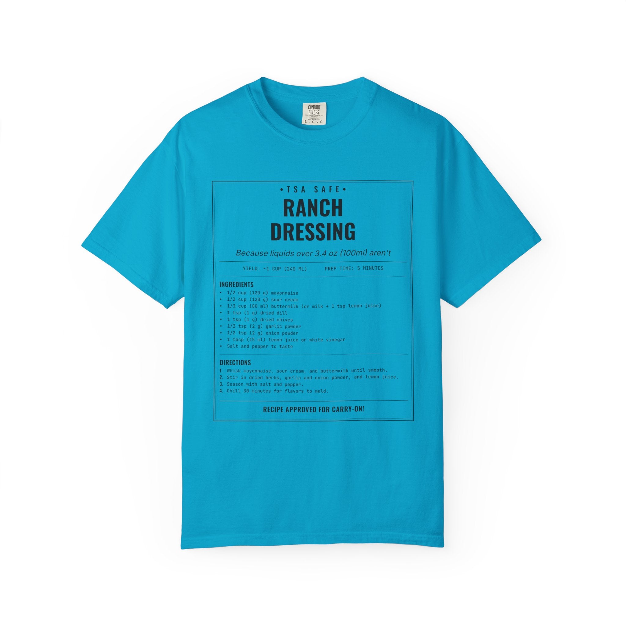 TSA-Safe Ranch Dressing | Vintage Recipe Card T-Shirt — Black Ink