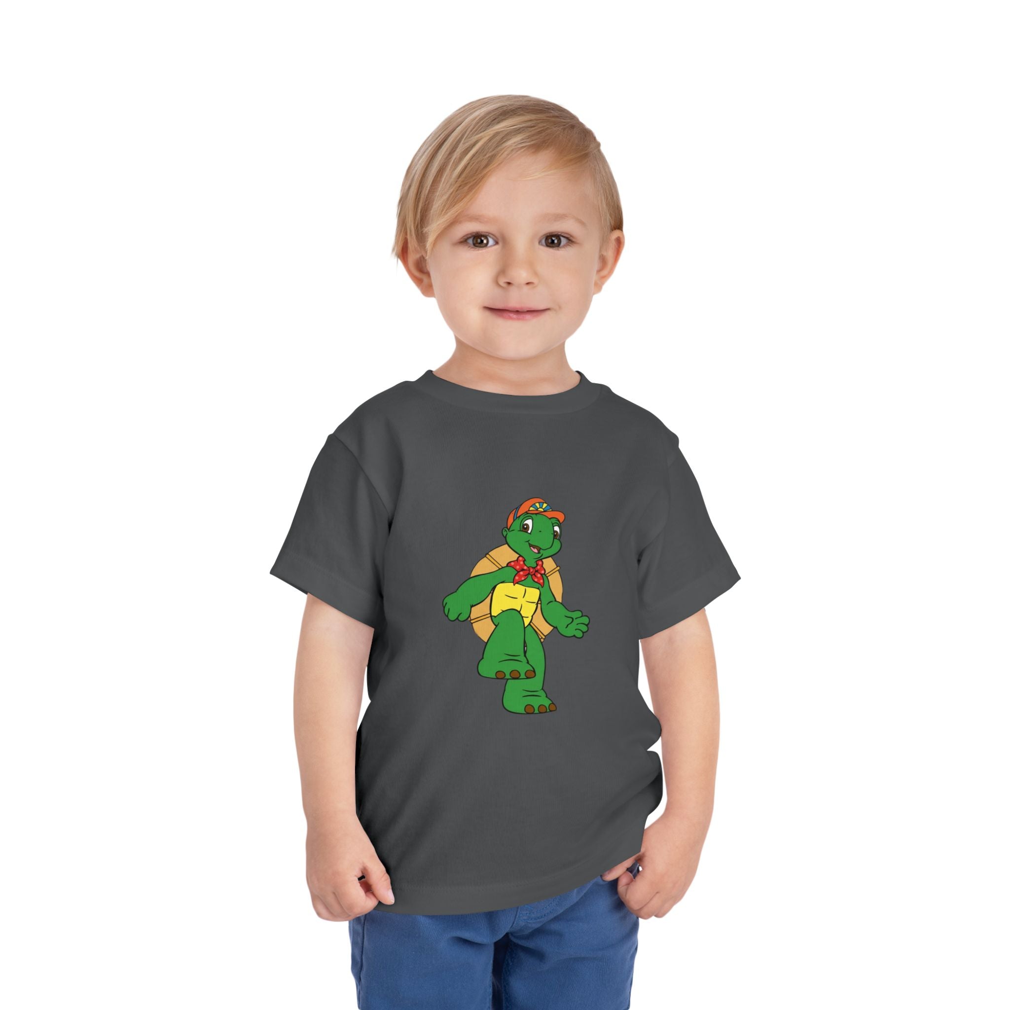 Kids Turtle Graphic Toddler Tee | Retro Cartoon Turtle in Cap