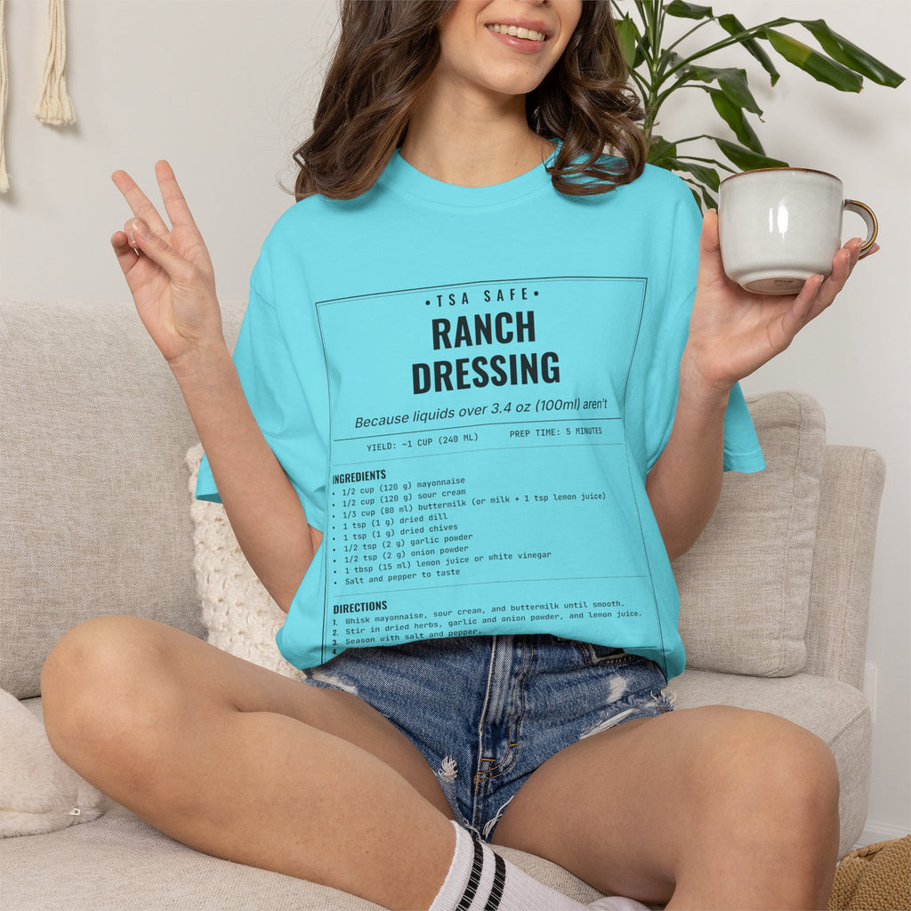 TSA-Safe Ranch Dressing | Vintage Recipe Card T-Shirt — Black Ink