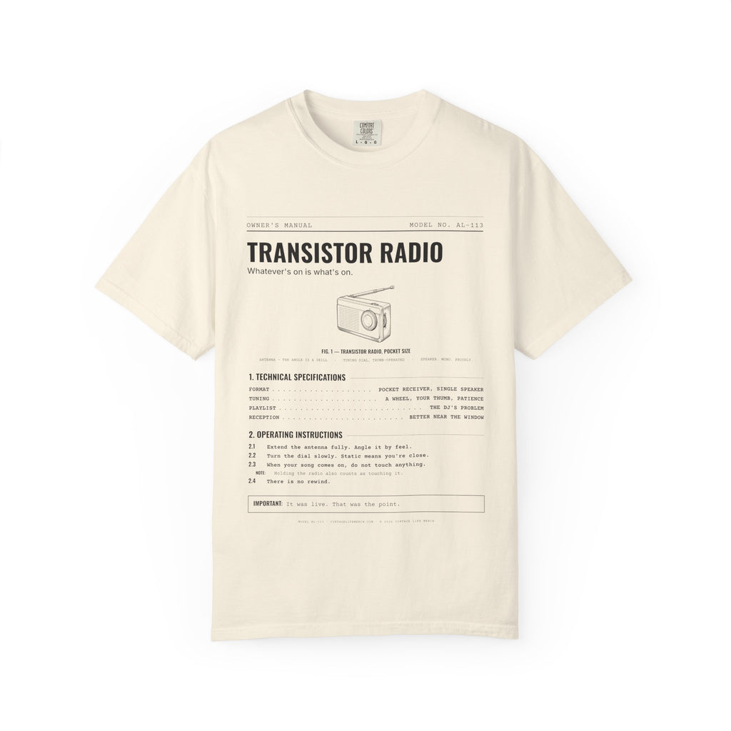 Transistor Radio Spec Sheet Shirt | Analog Life Vintage Tee in Ivory