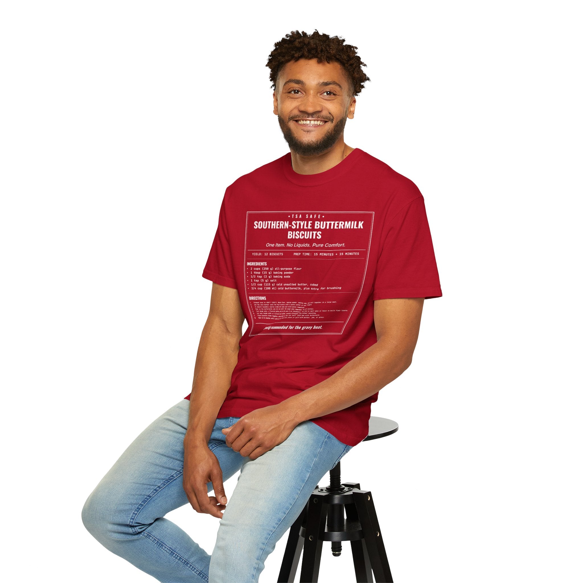 Southern Style Buttermilk Biscuits | Vintage Recipe Card T-Shirt — White Ink