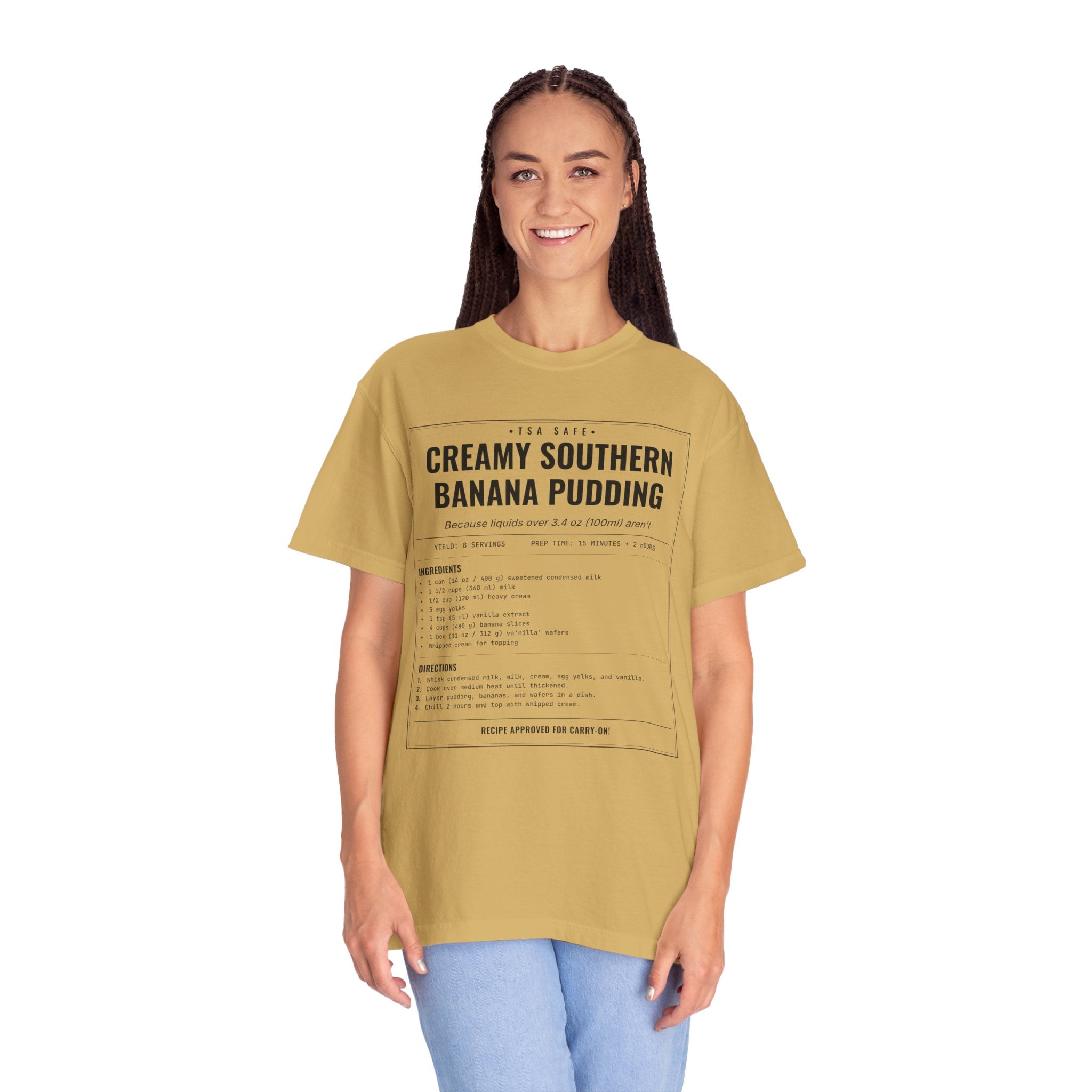 Creamy Southern Banana Pudding | Vintage Recipe Card T-Shirt — Black Ink