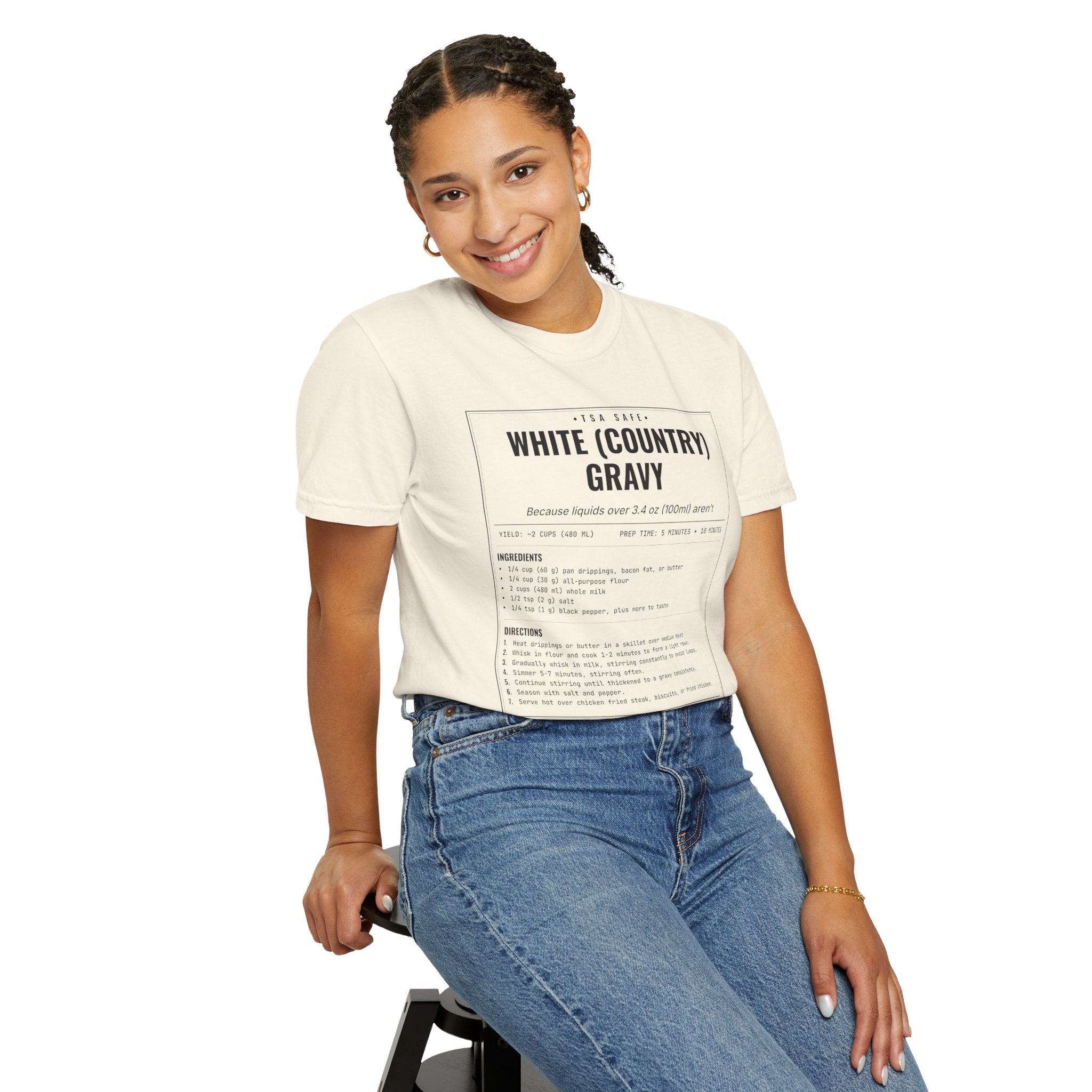 White Country Gravy | Vintage Recipe Card T-Shirt — Black Ink